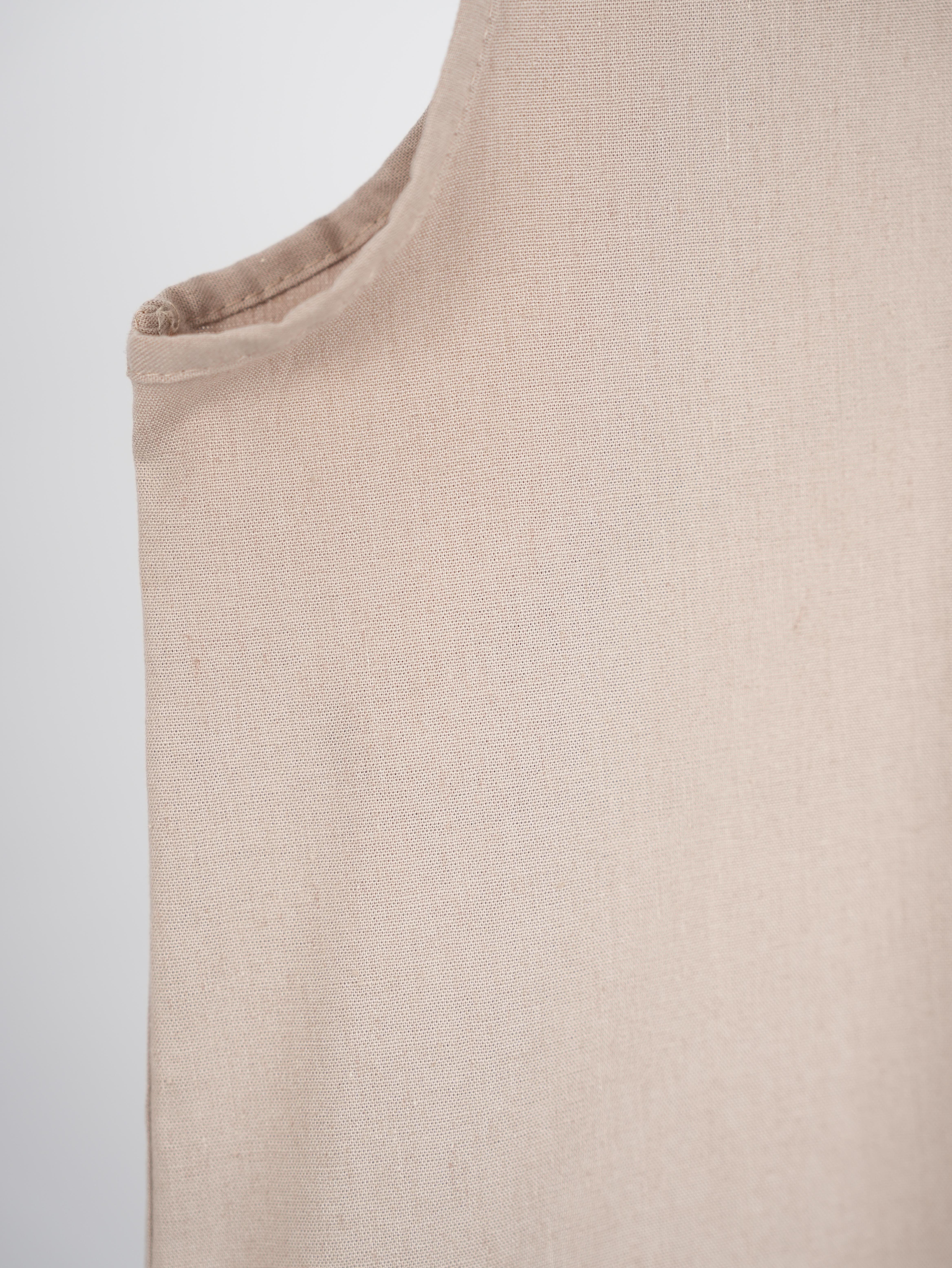 Kolsuz Keten Elbise Bej