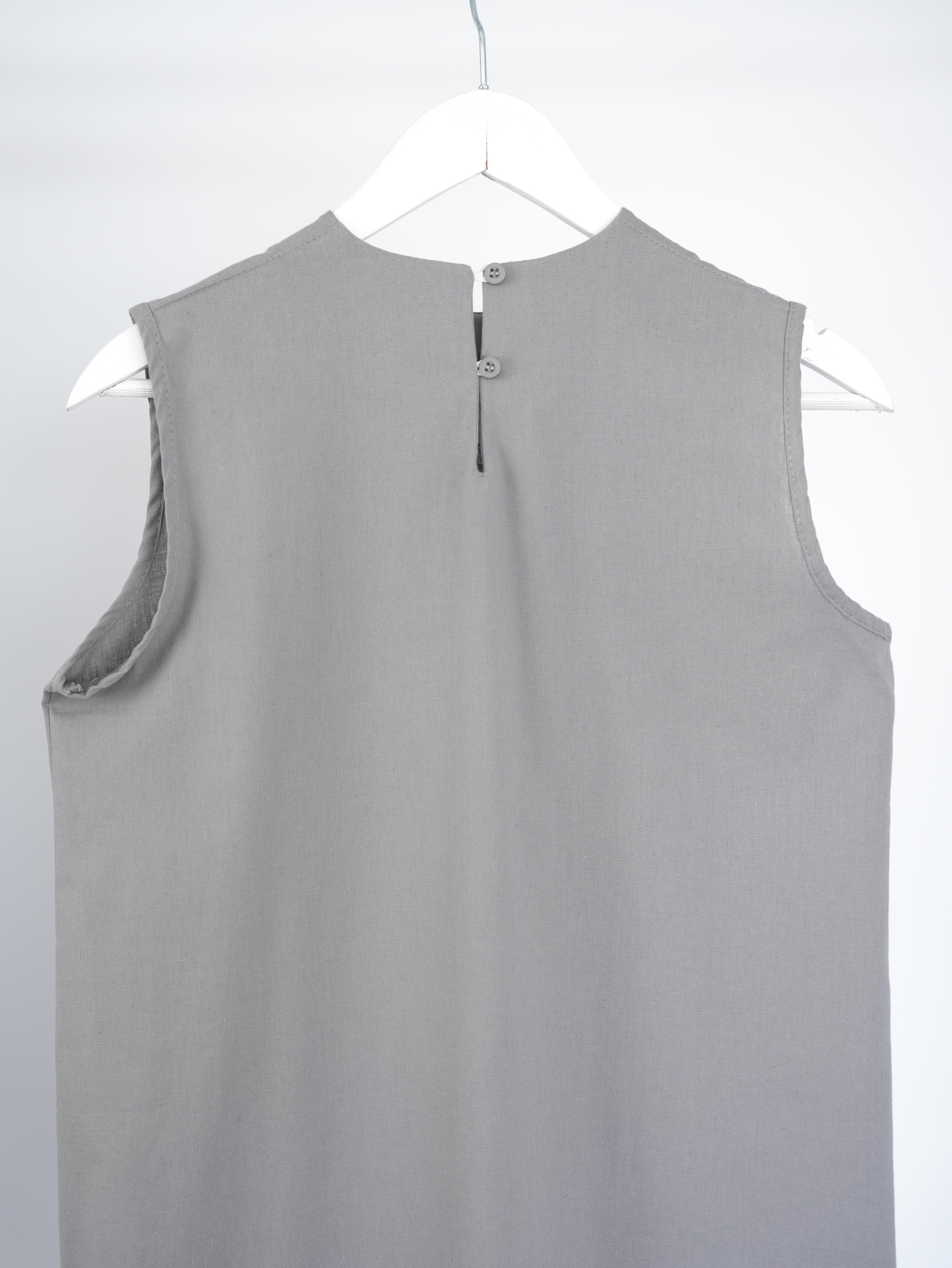 Kolsuz Keten Elbise Gri