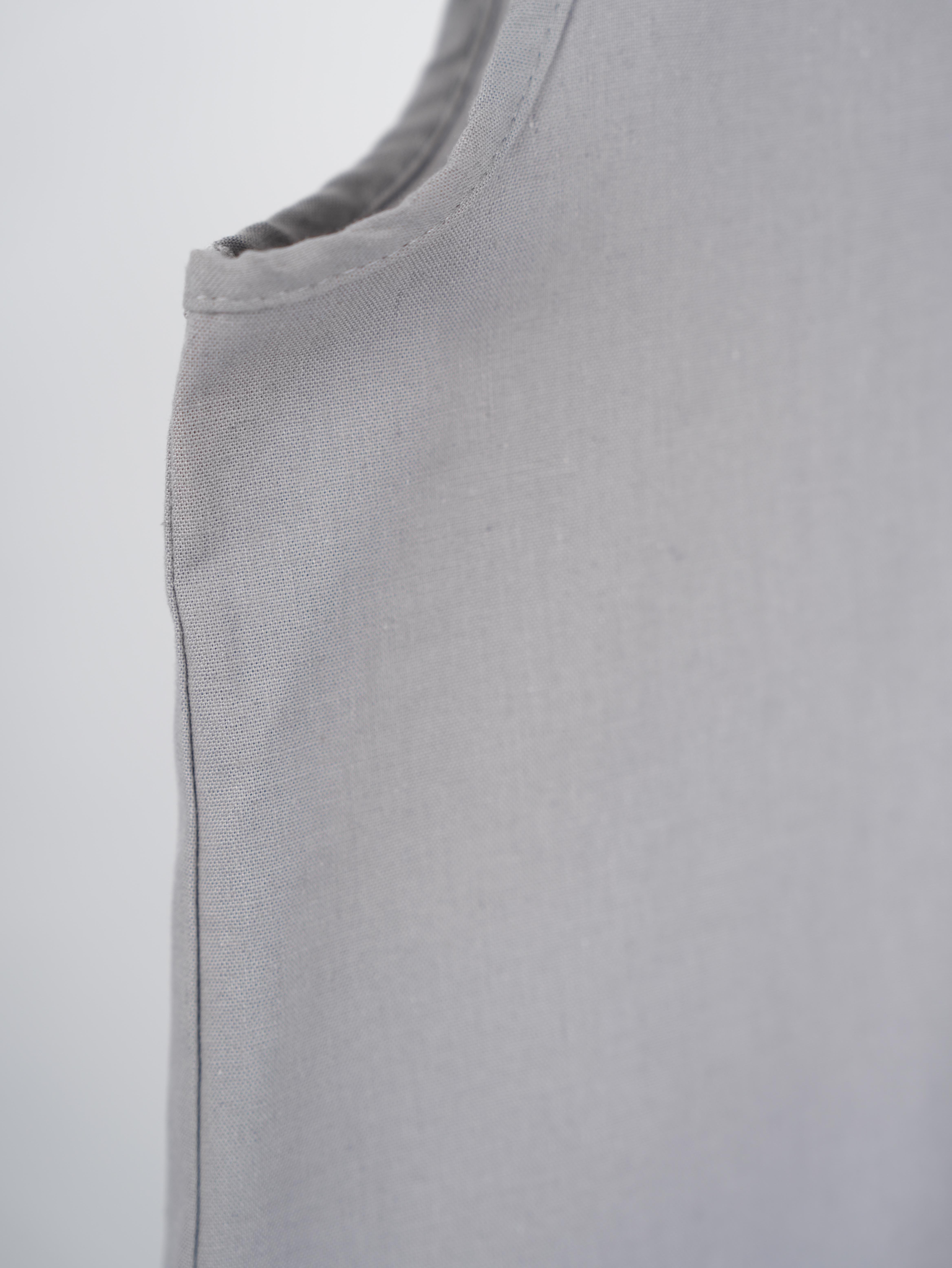 Kolsuz Keten Elbise Gri