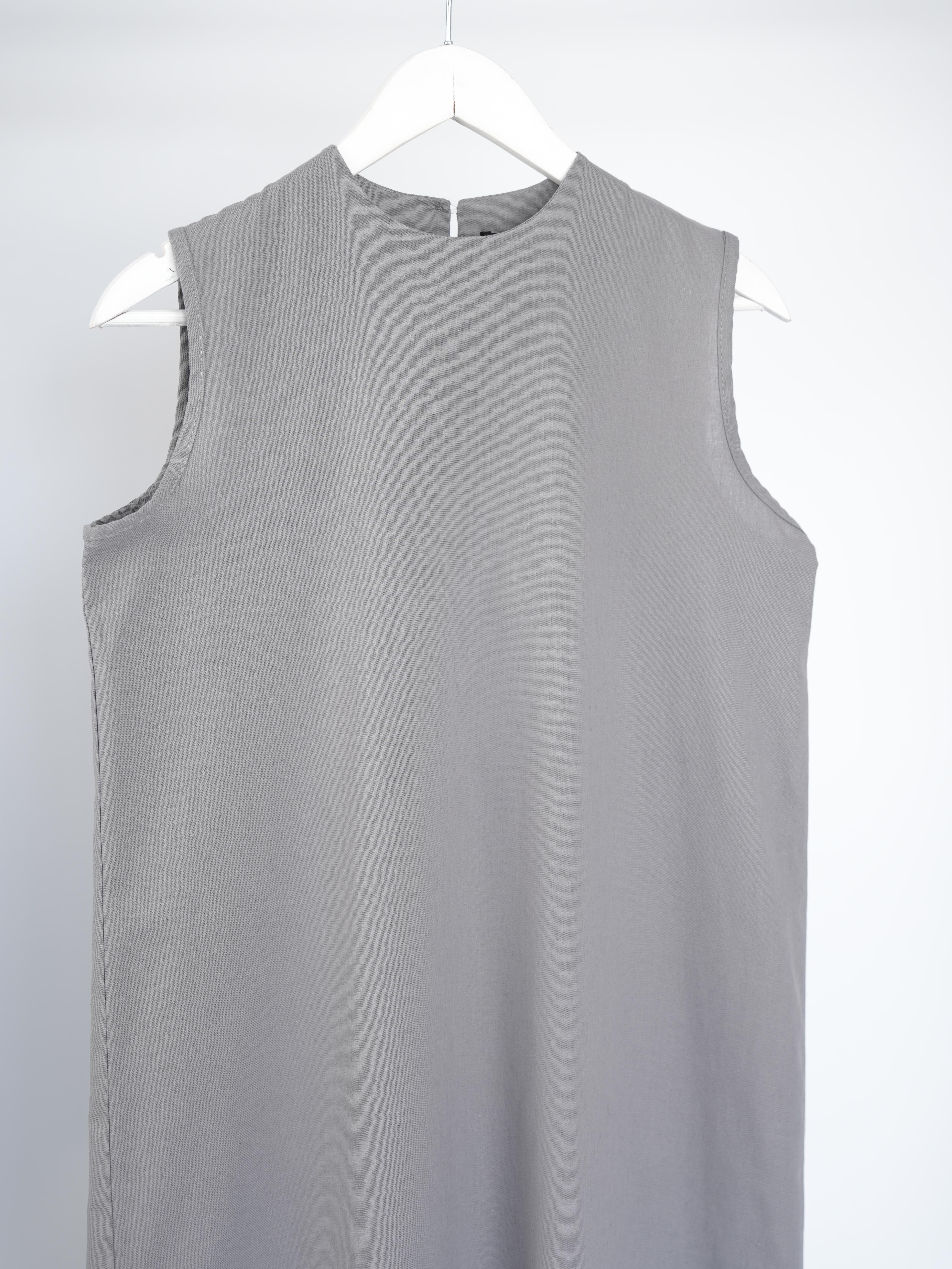 Kolsuz Keten Elbise Gri