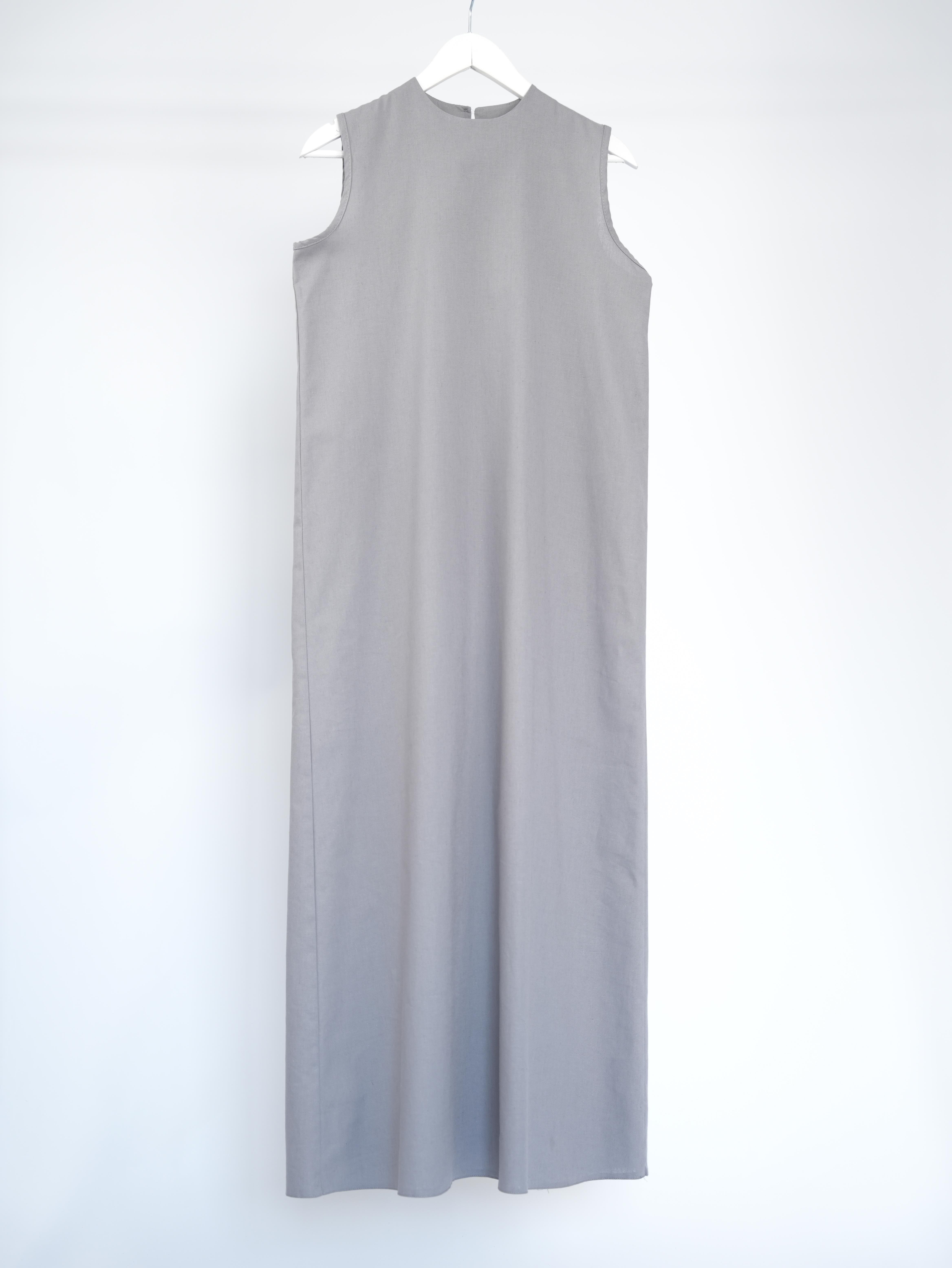 Kolsuz Keten Elbise Gri