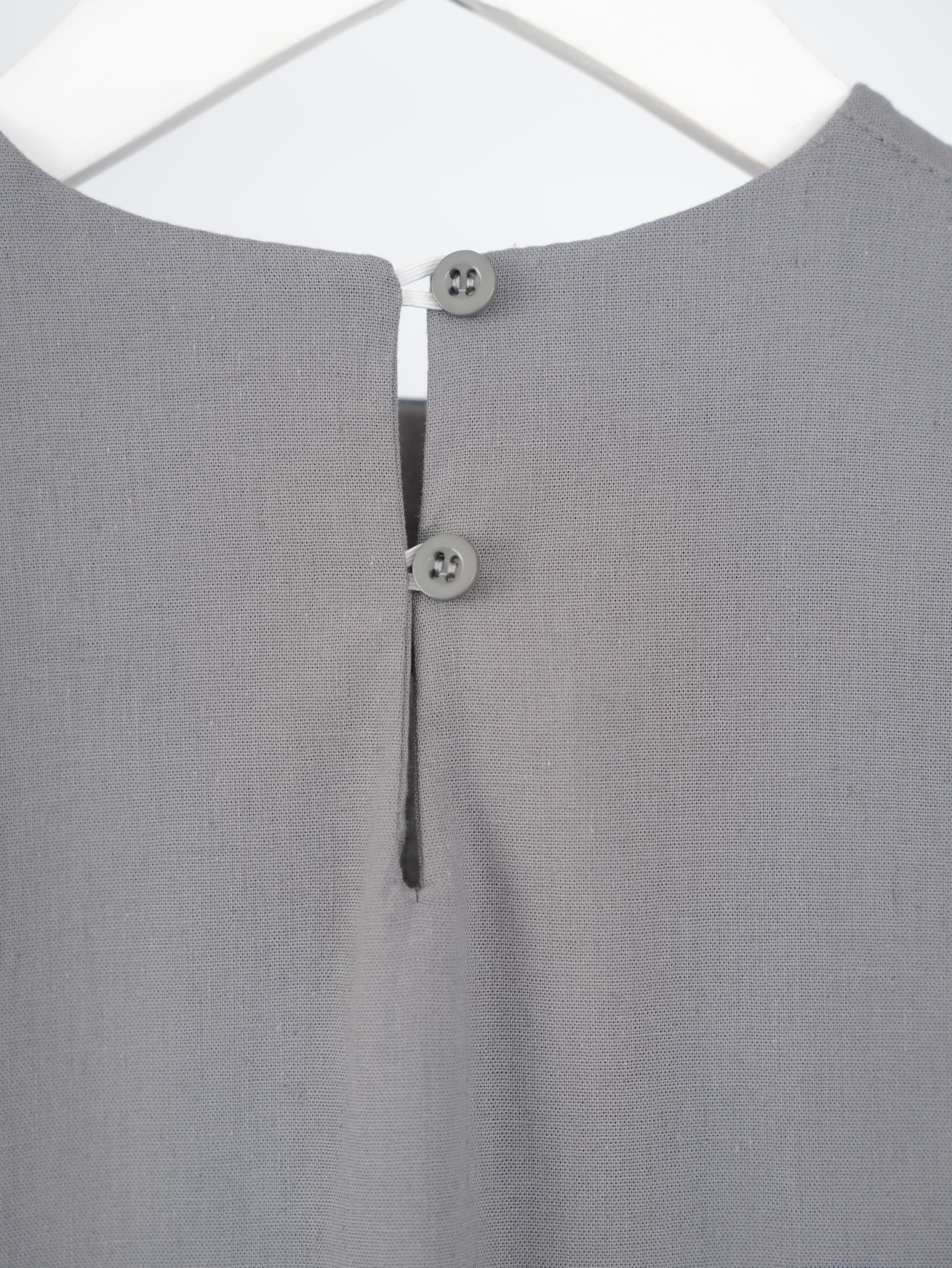 Kolsuz Keten Elbise Gri