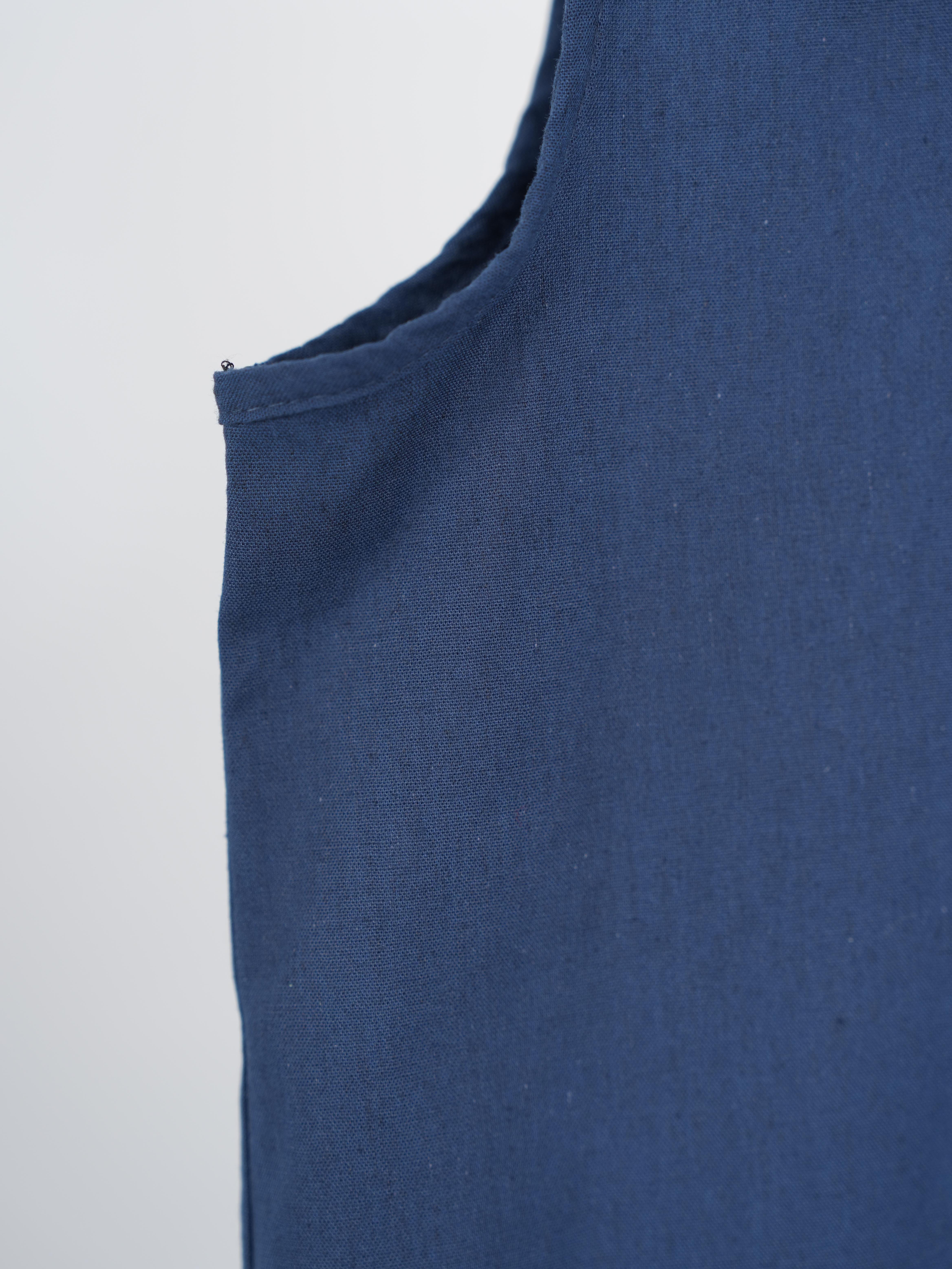 Kolsuz Keten Elbise Lacivert