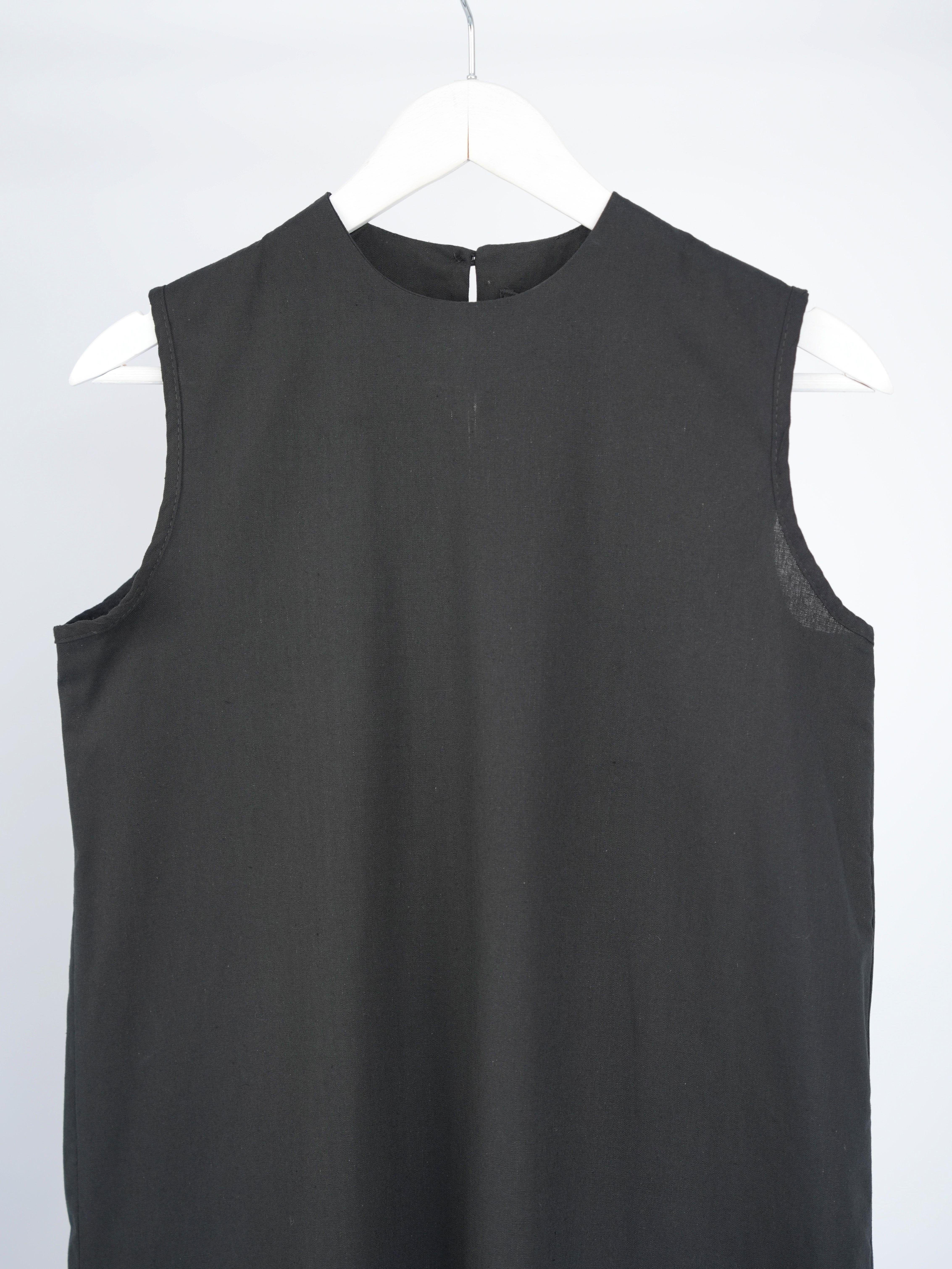 Kolsuz Keten Elbise Siyah