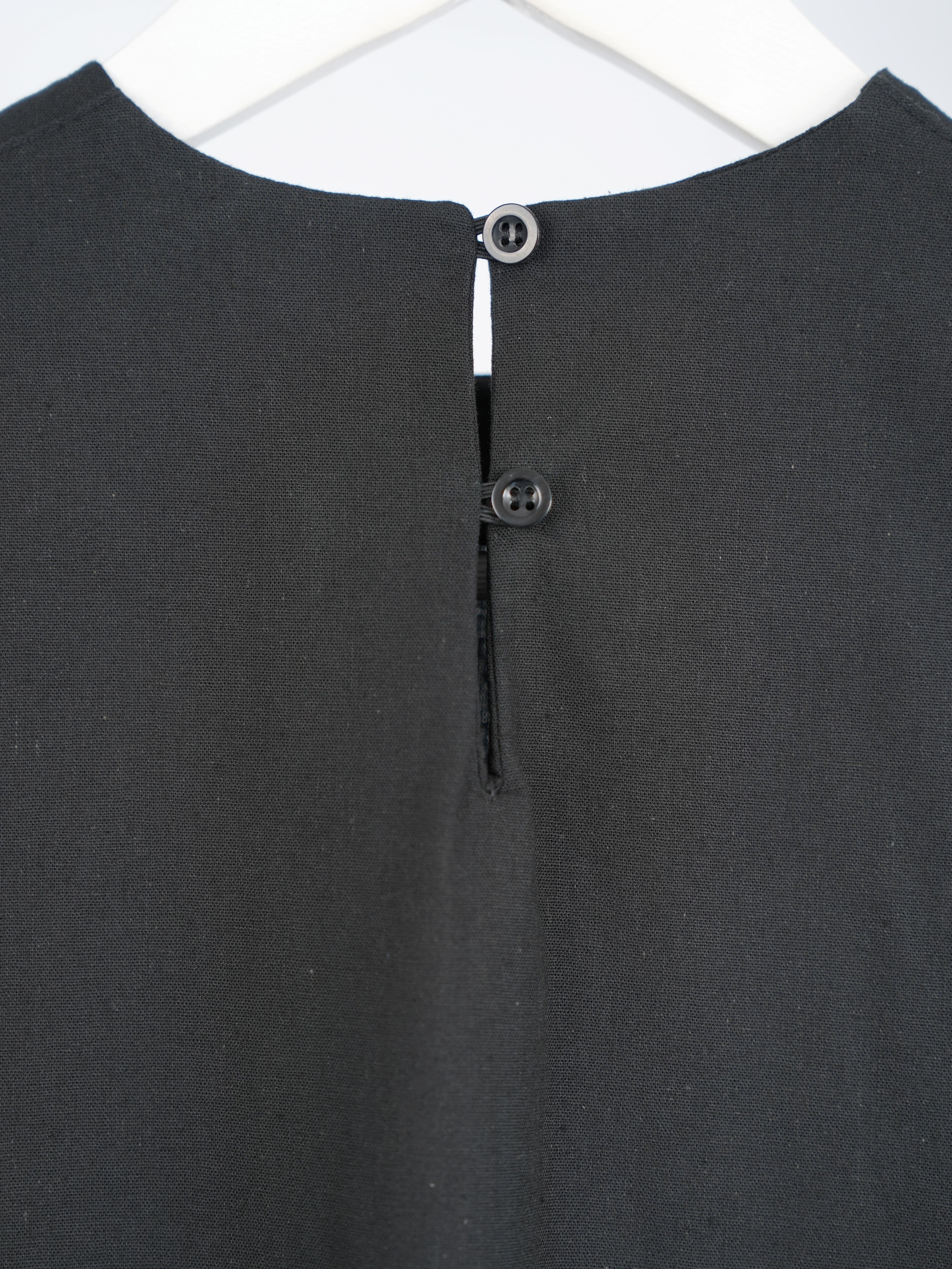 Kolsuz Keten Elbise Siyah