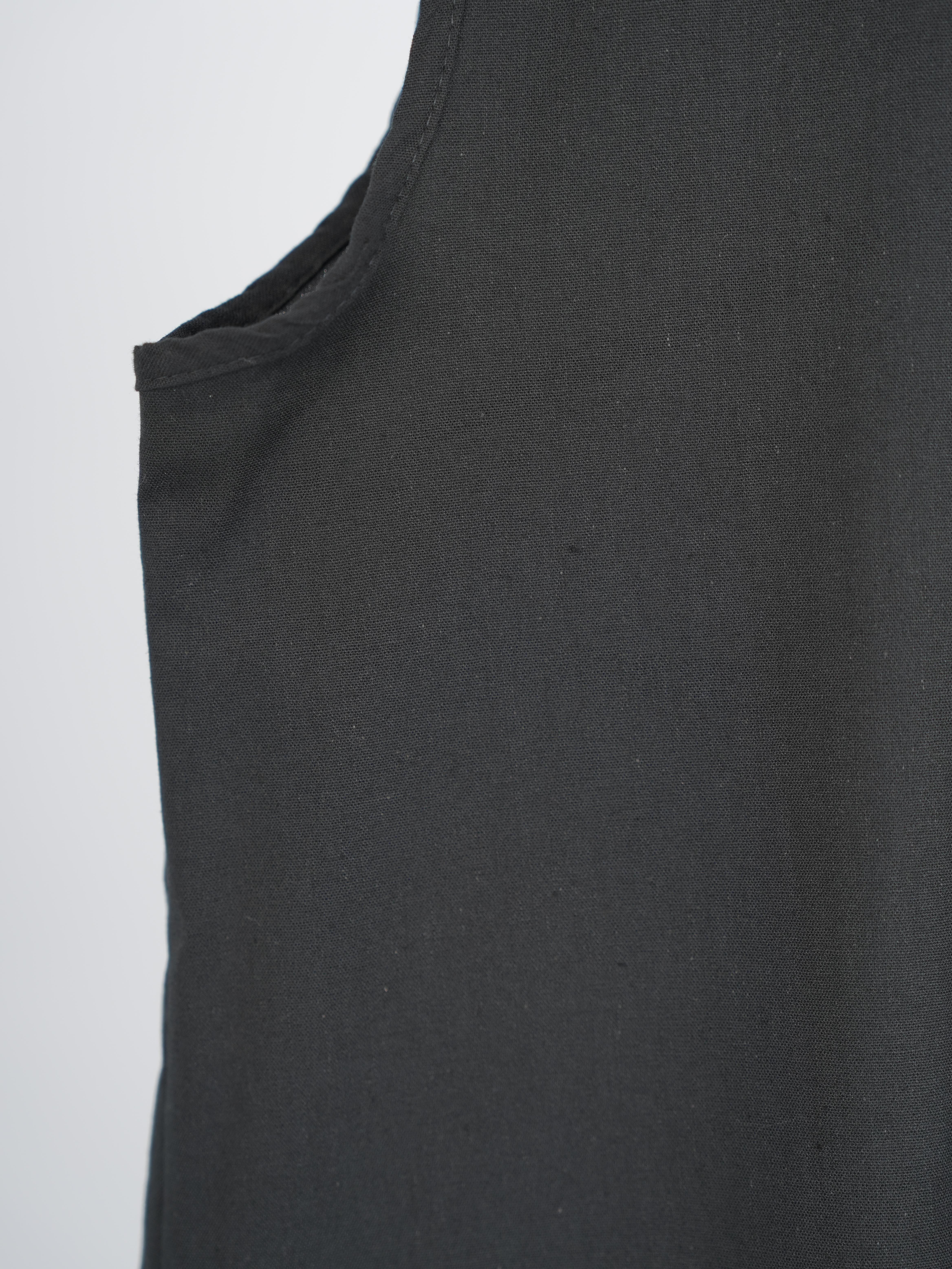 Kolsuz Keten Elbise Siyah