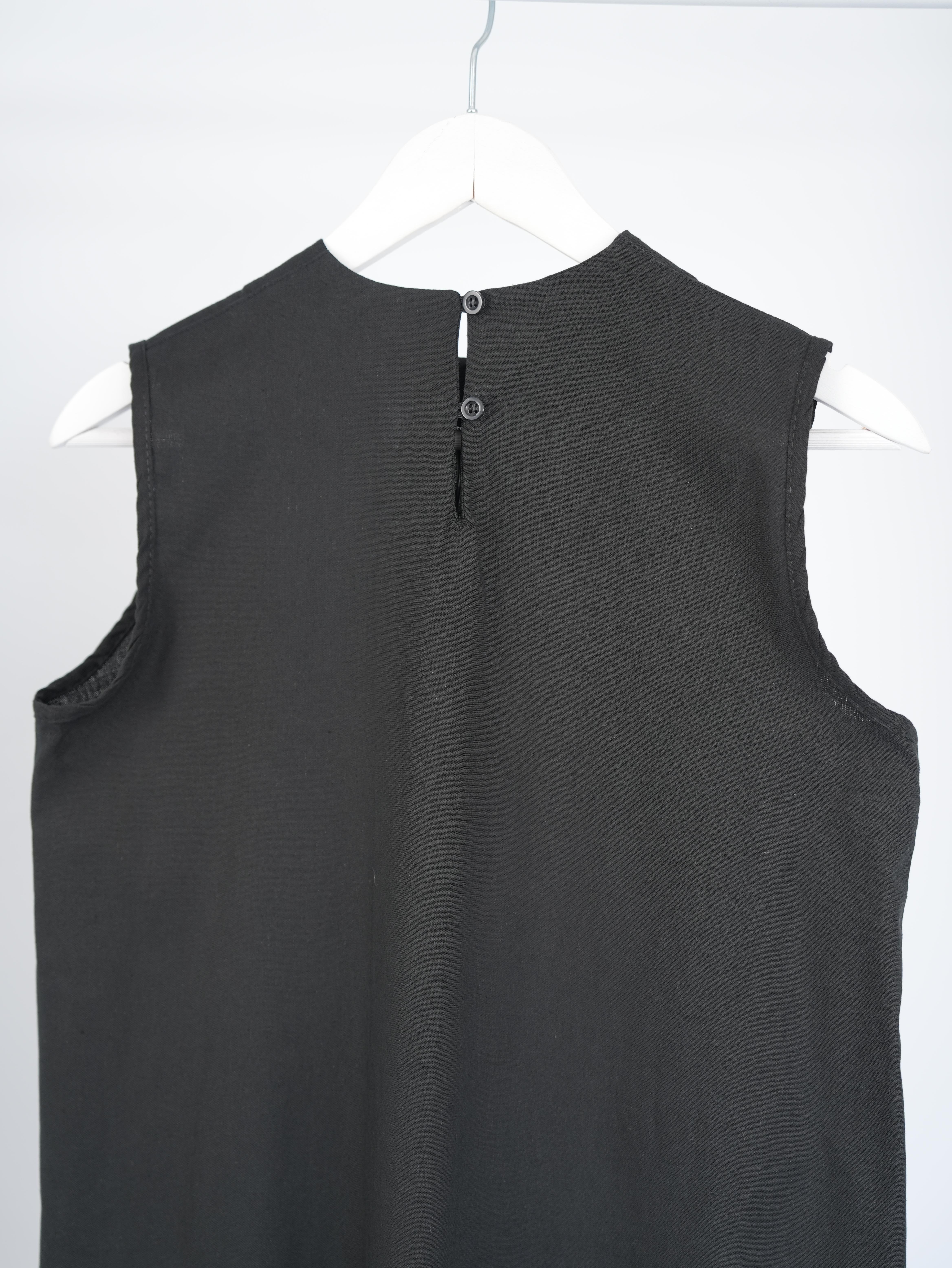 Kolsuz Keten Elbise Siyah