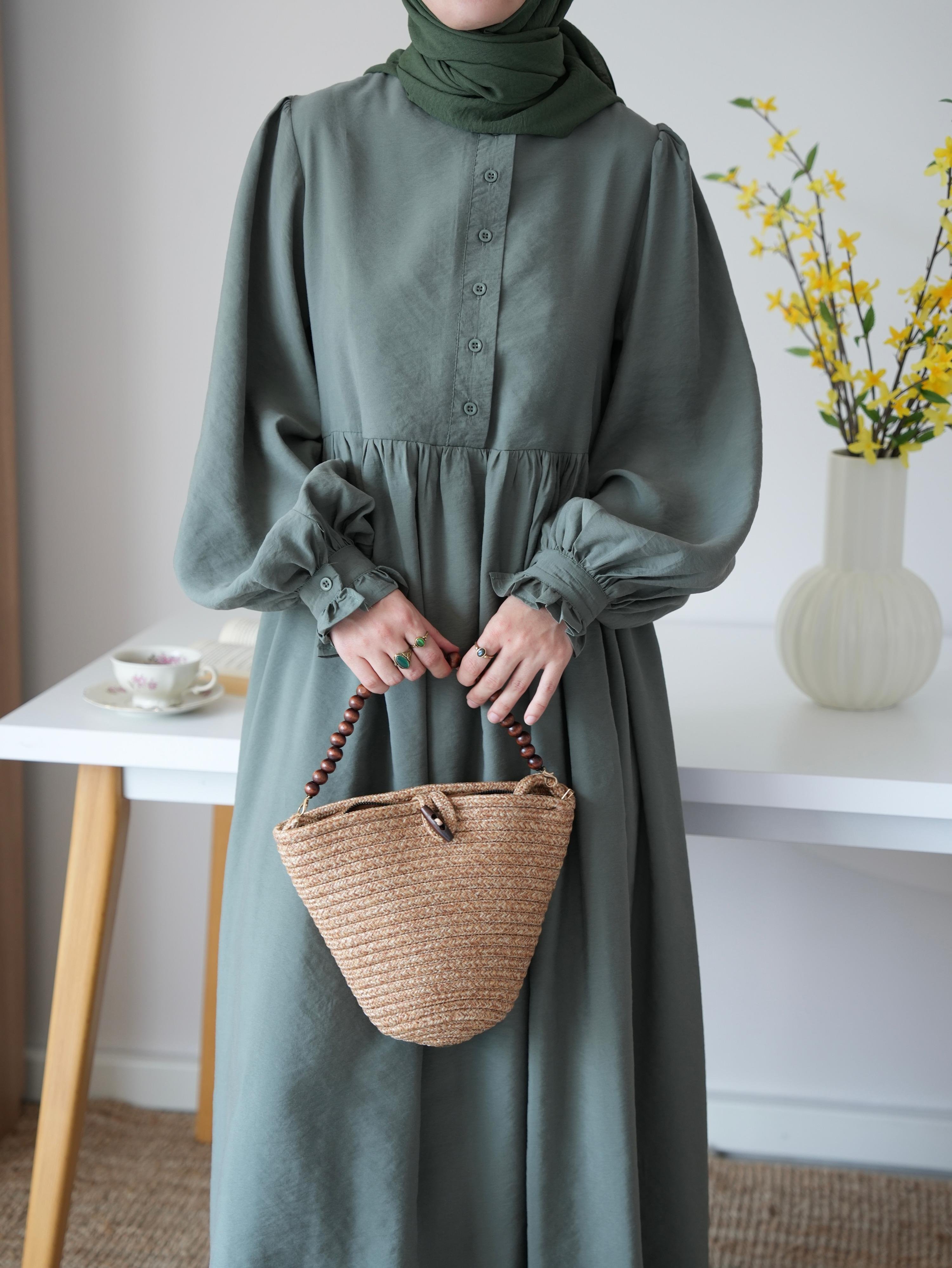 Modal Büzgülü Elbise Soft Mint