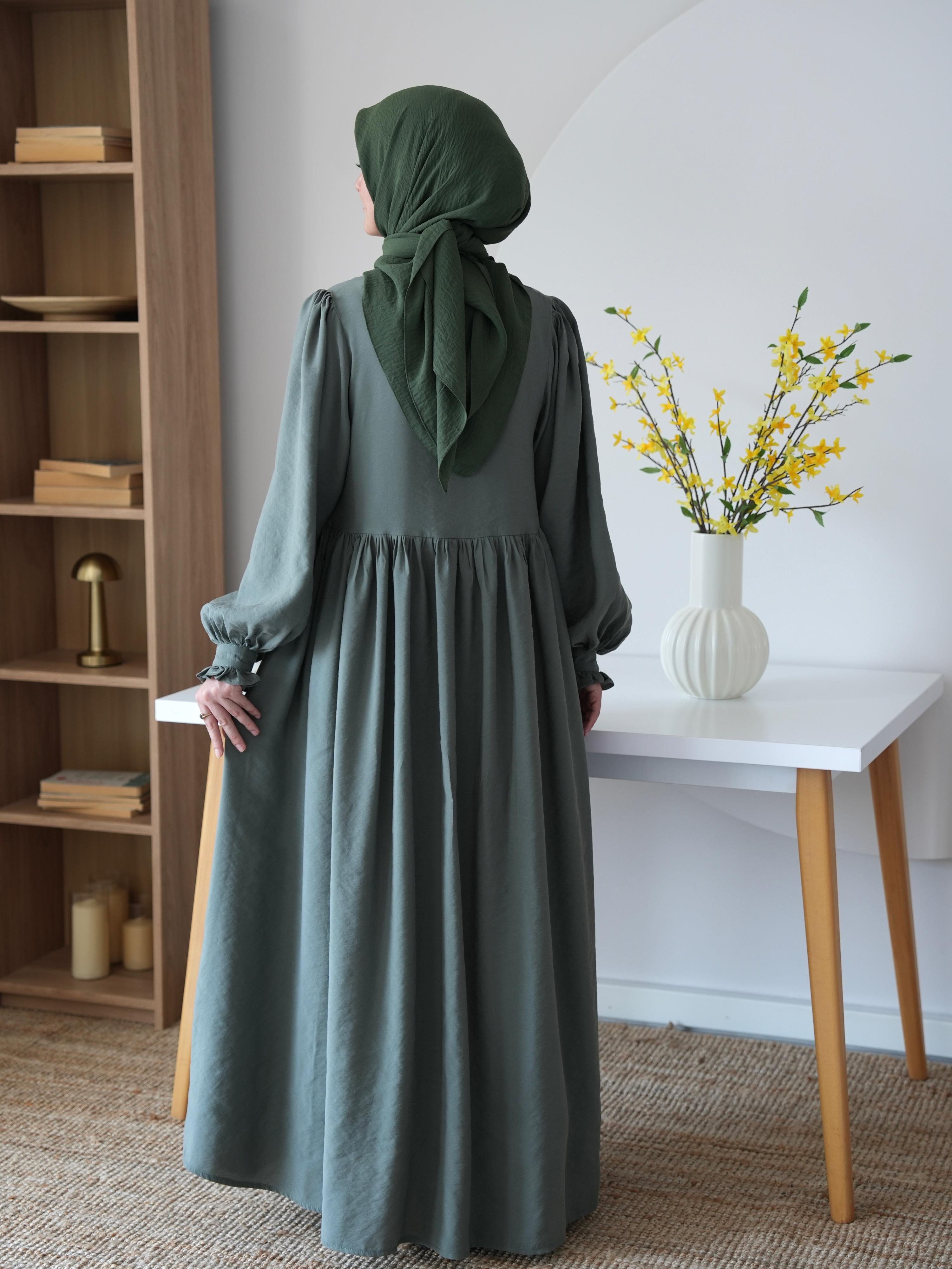 Modal Büzgülü Elbise Soft Mint