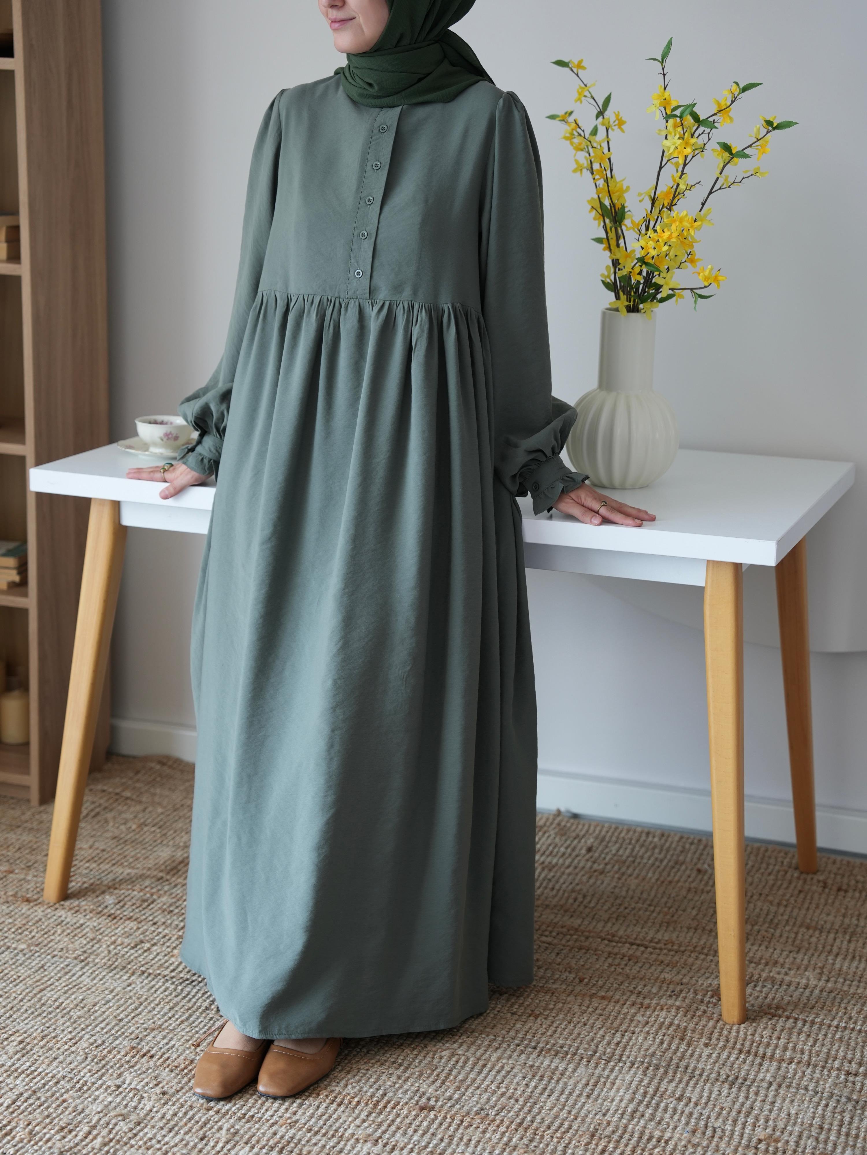 Modal Büzgülü Elbise Soft Mint