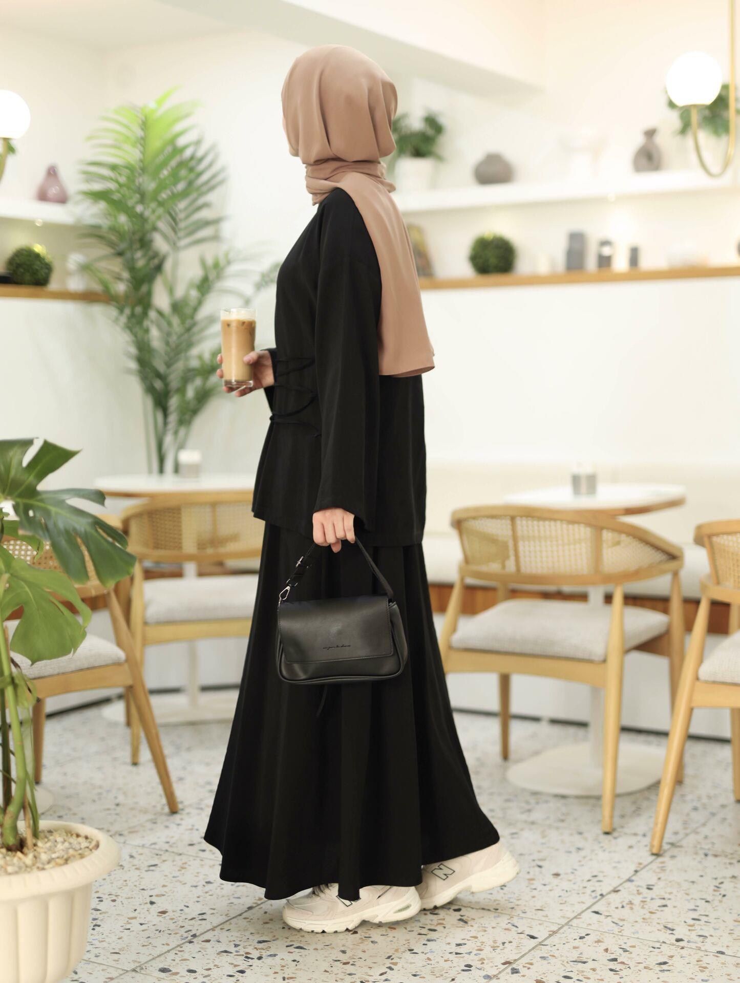 Modal Tencel Siyah Etekli Takım