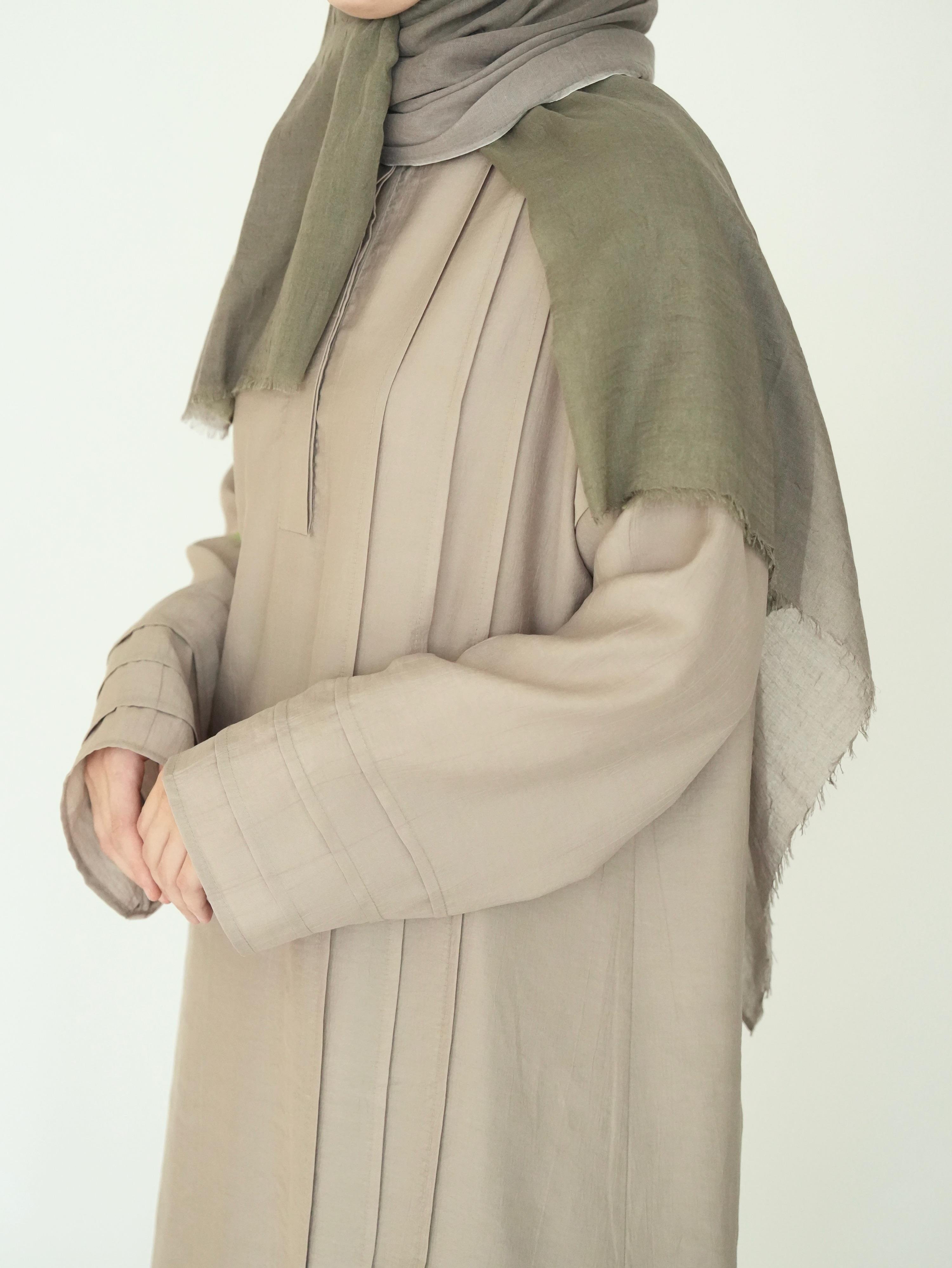 Nisa Nervürlü Elbise Bej