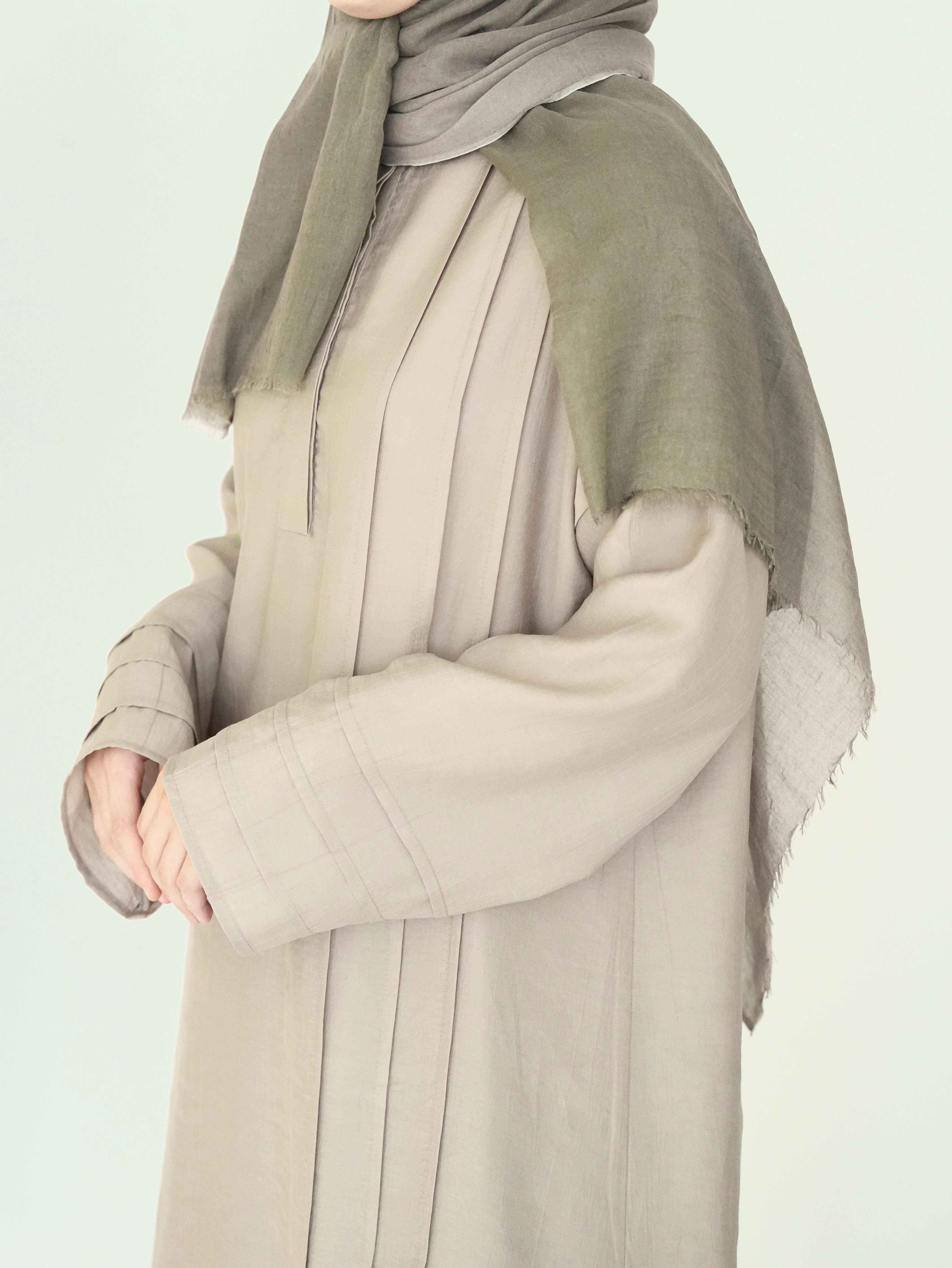 Nisa Nervürlü Elbise Bej