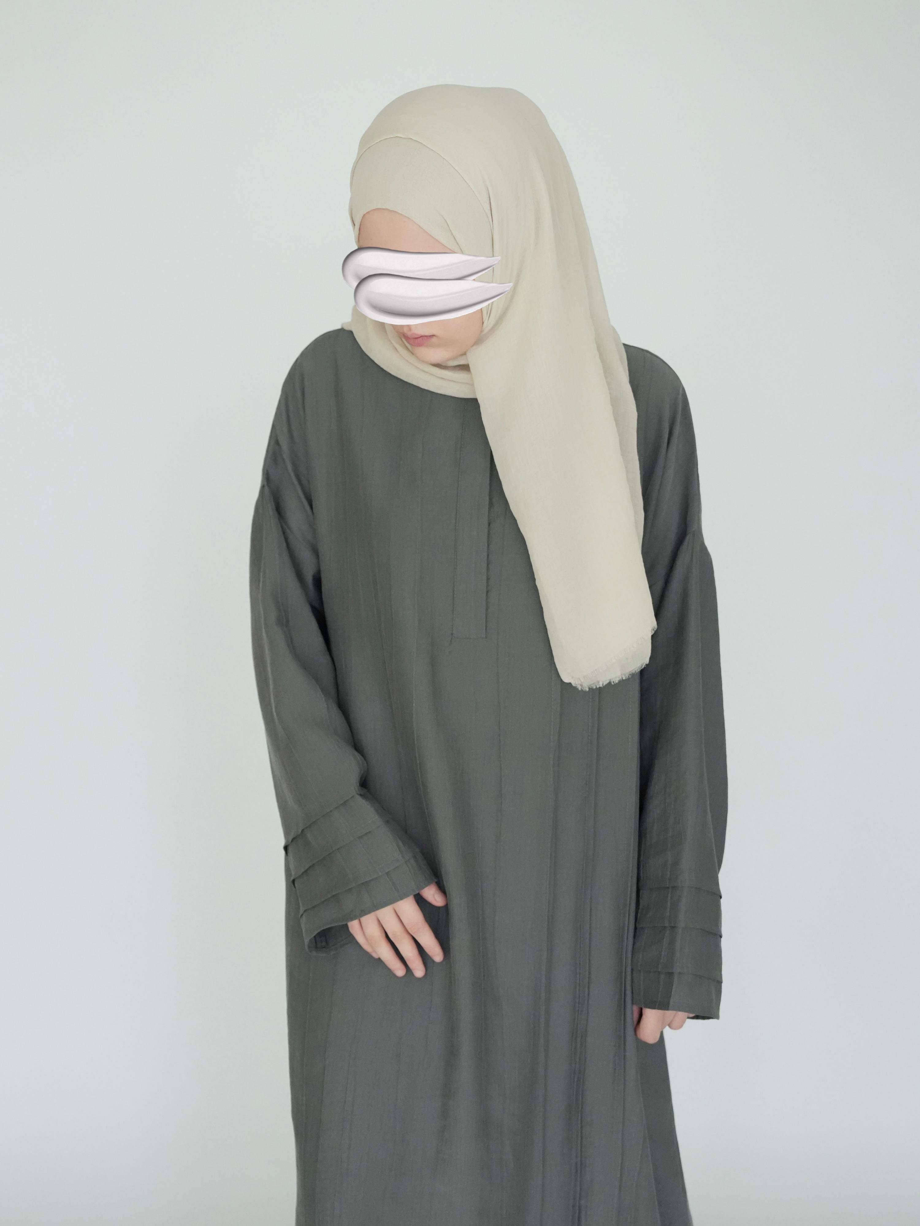 Nisa Nervürlü Elbise Küf Yeşili