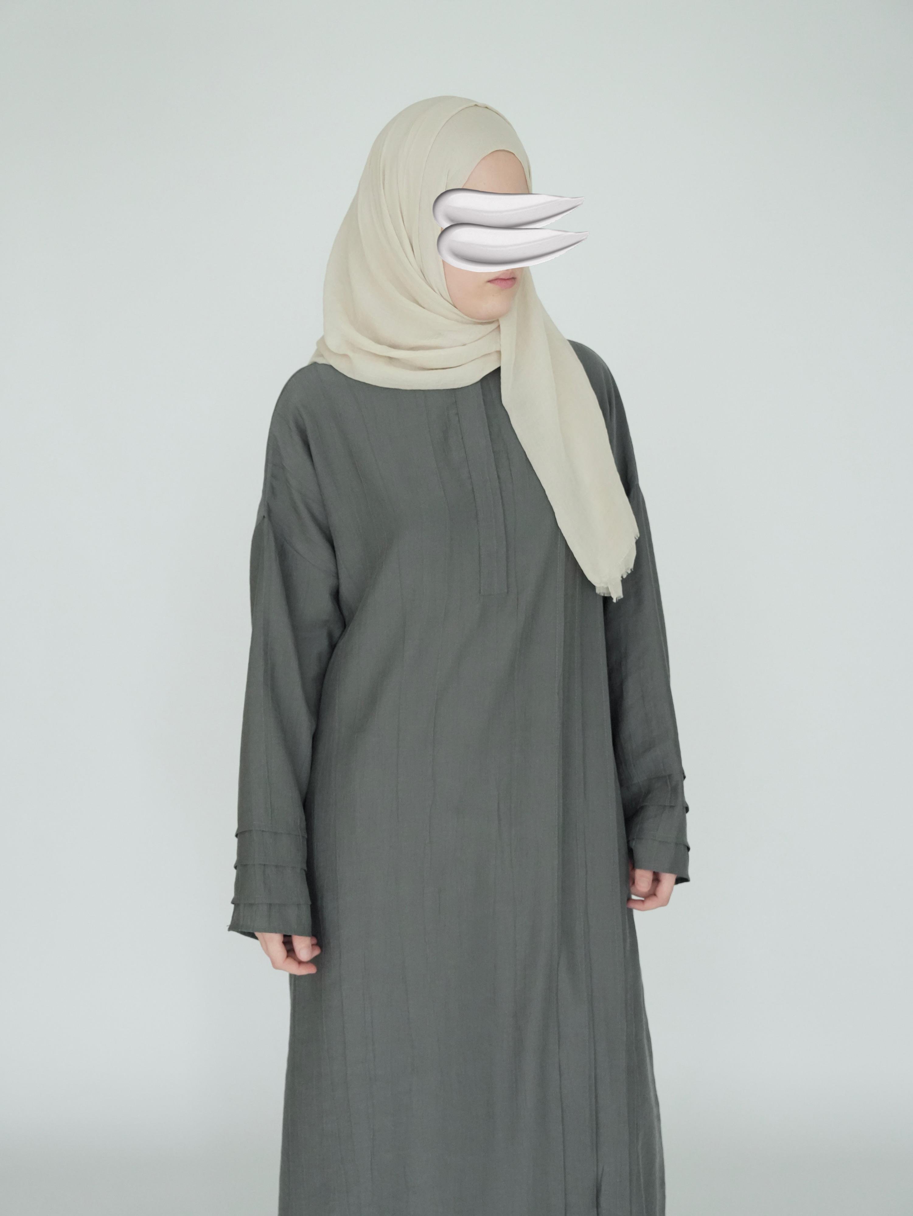 Nisa Nervürlü Elbise Küf Yeşili