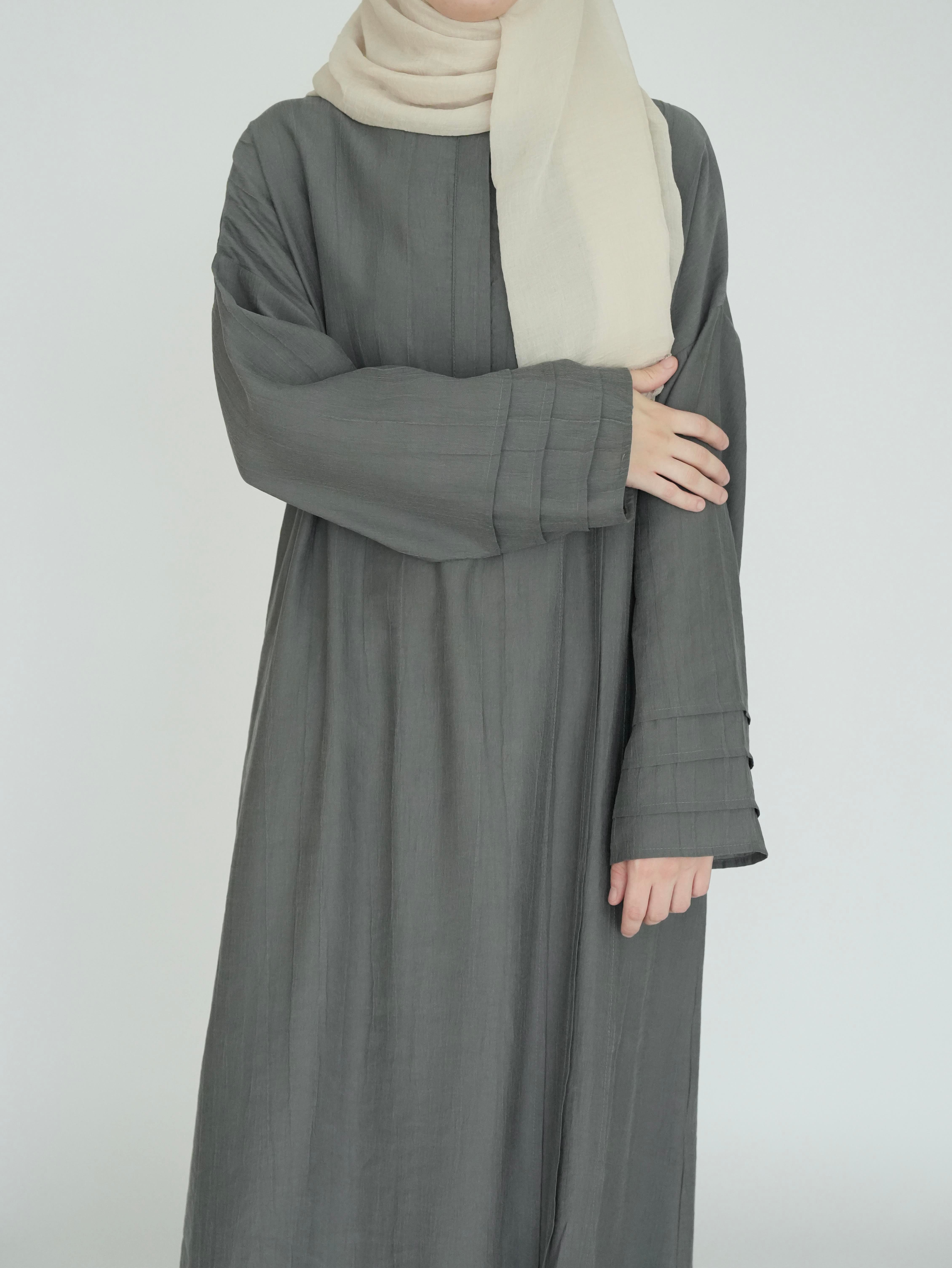 Nisa Nervürlü Elbise Küf Yeşili