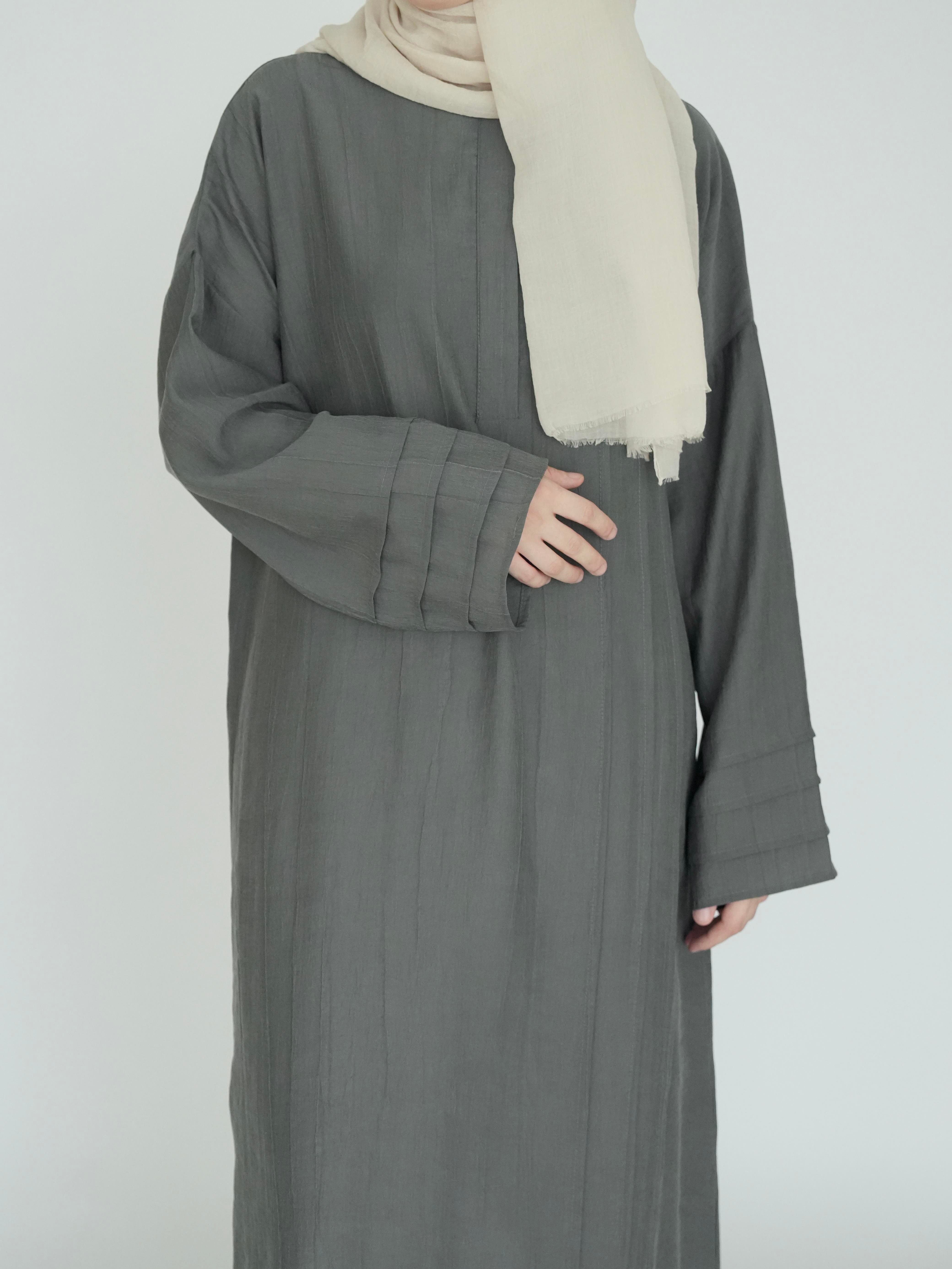 Nisa Nervürlü Elbise Küf Yeşili