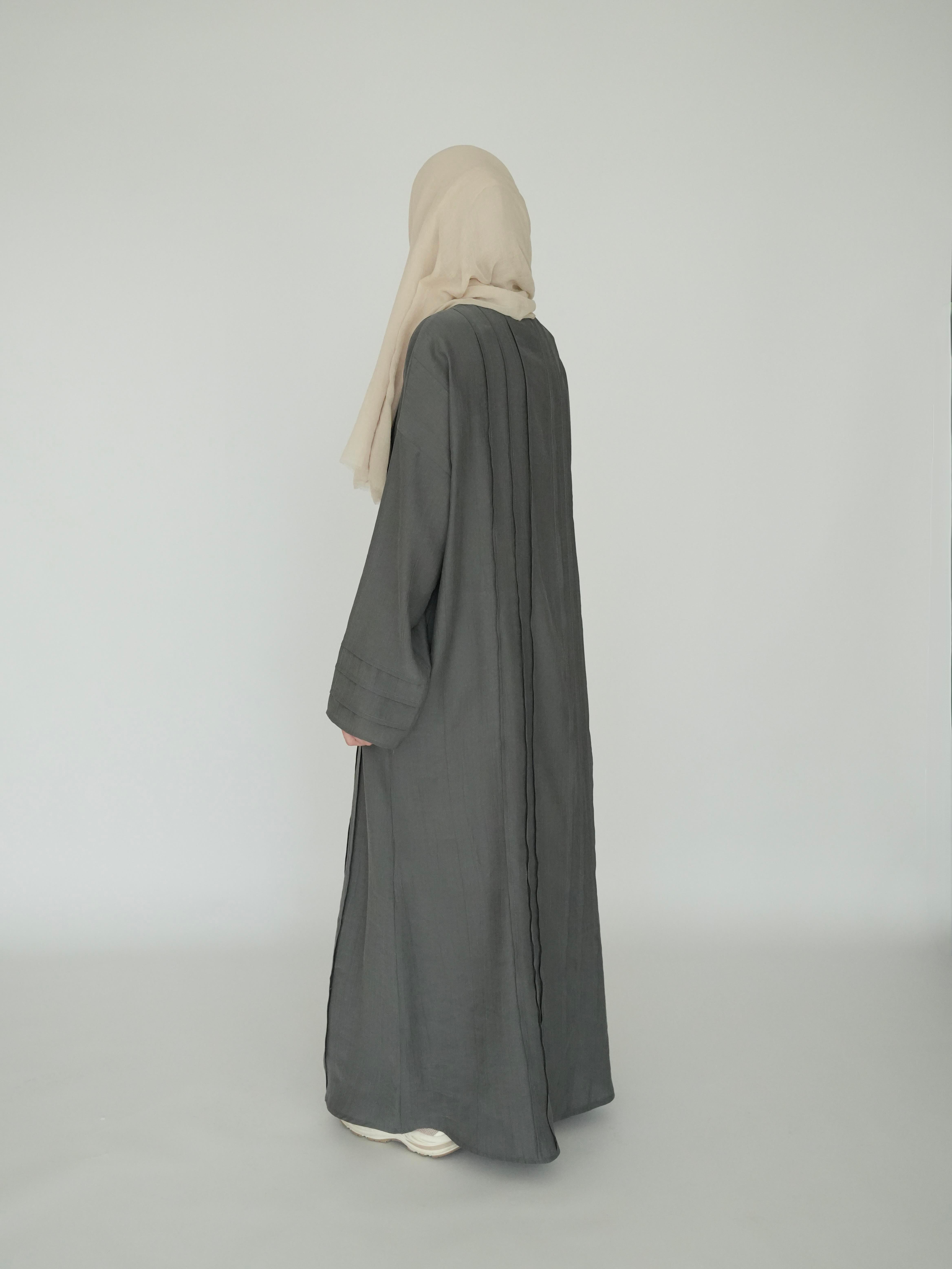 Nisa Nervürlü Elbise Küf Yeşili