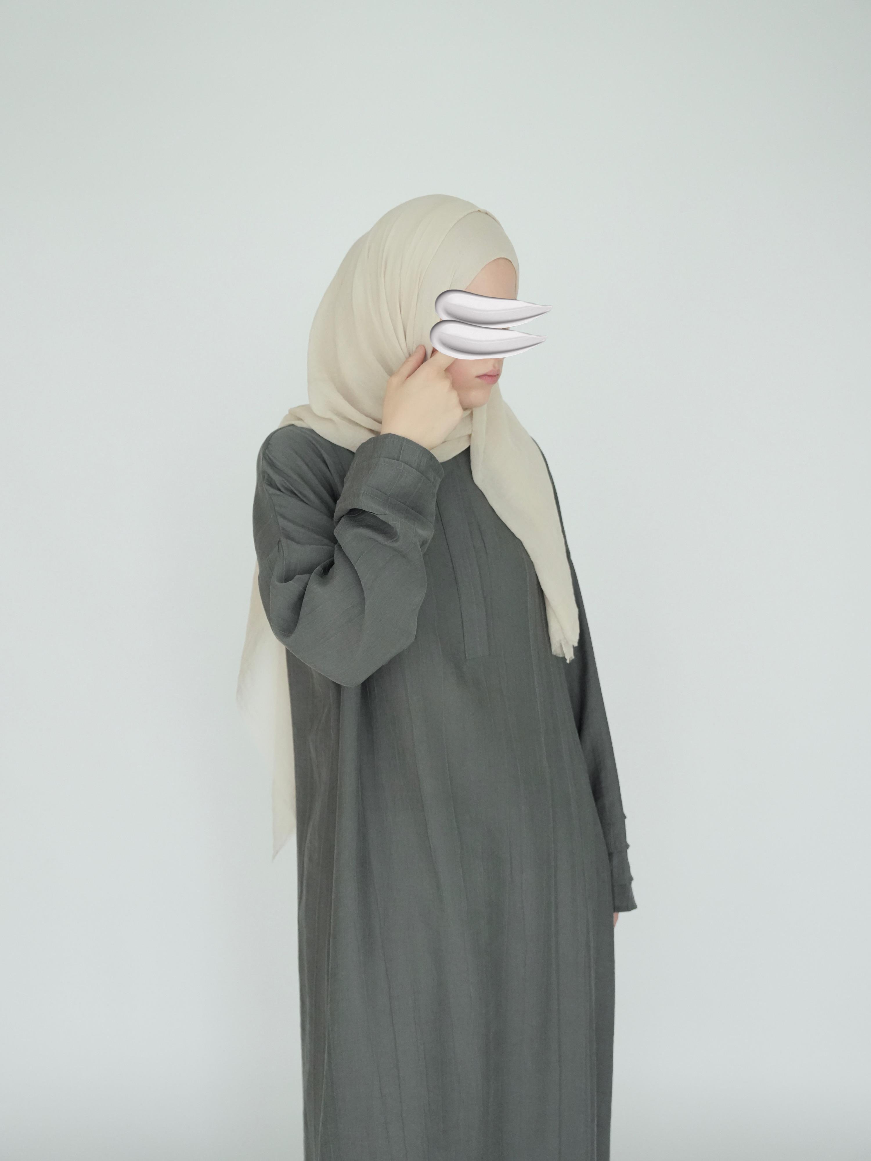 Nisa Nervürlü Elbise Küf Yeşili