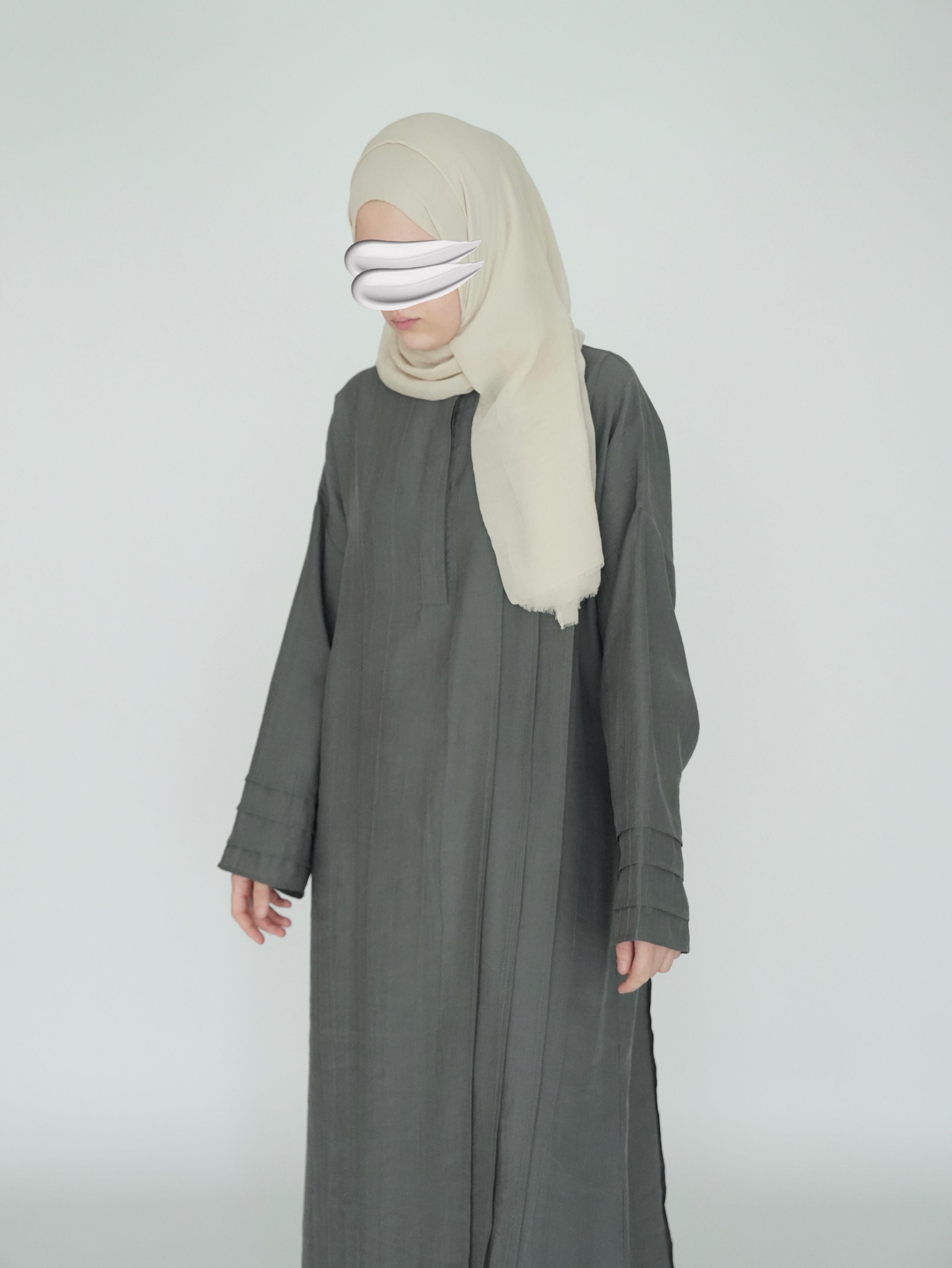 Nisa Nervürlü Elbise Küf Yeşili