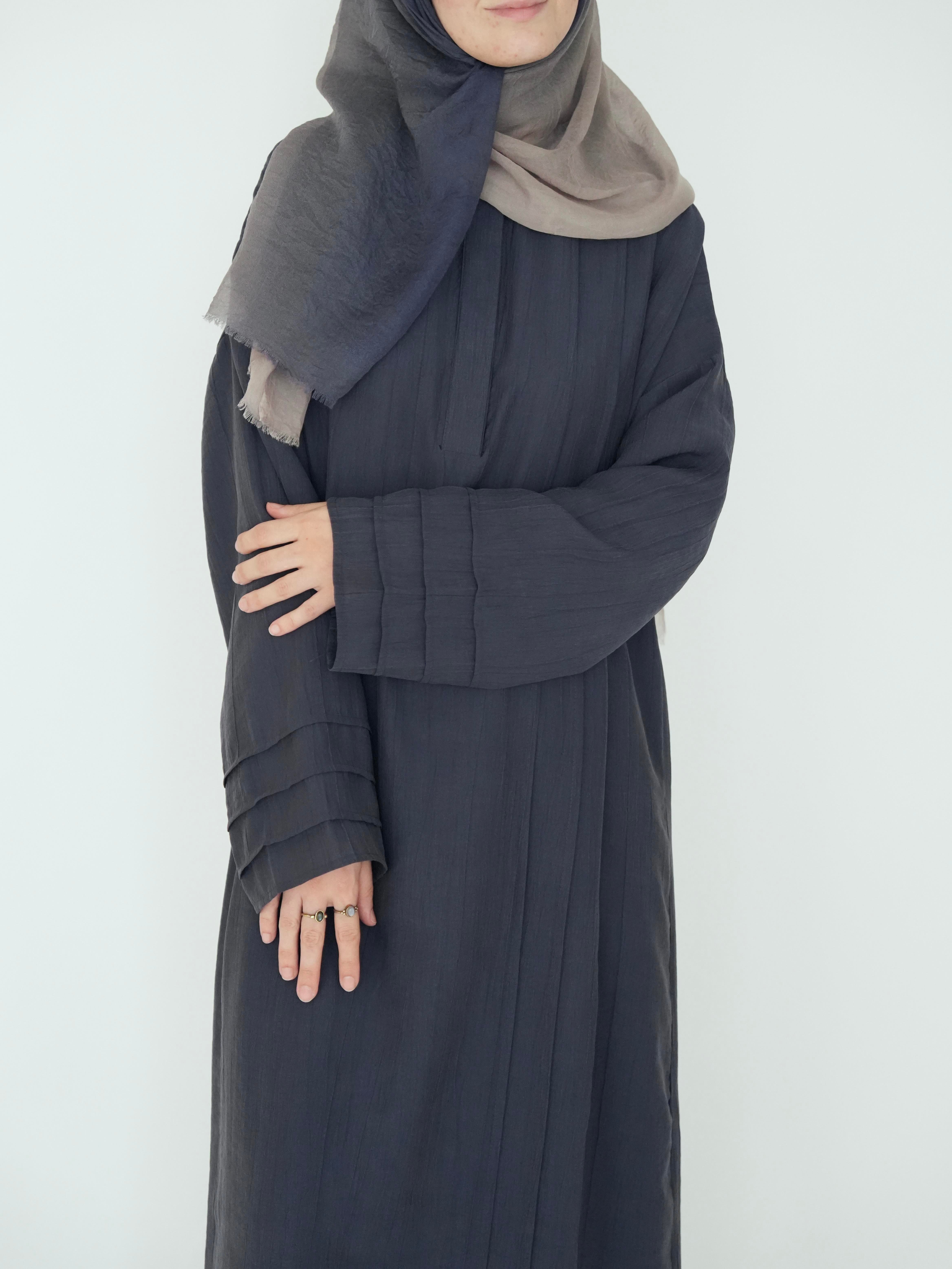 Nisa Nervürlü Elbise Lacivert