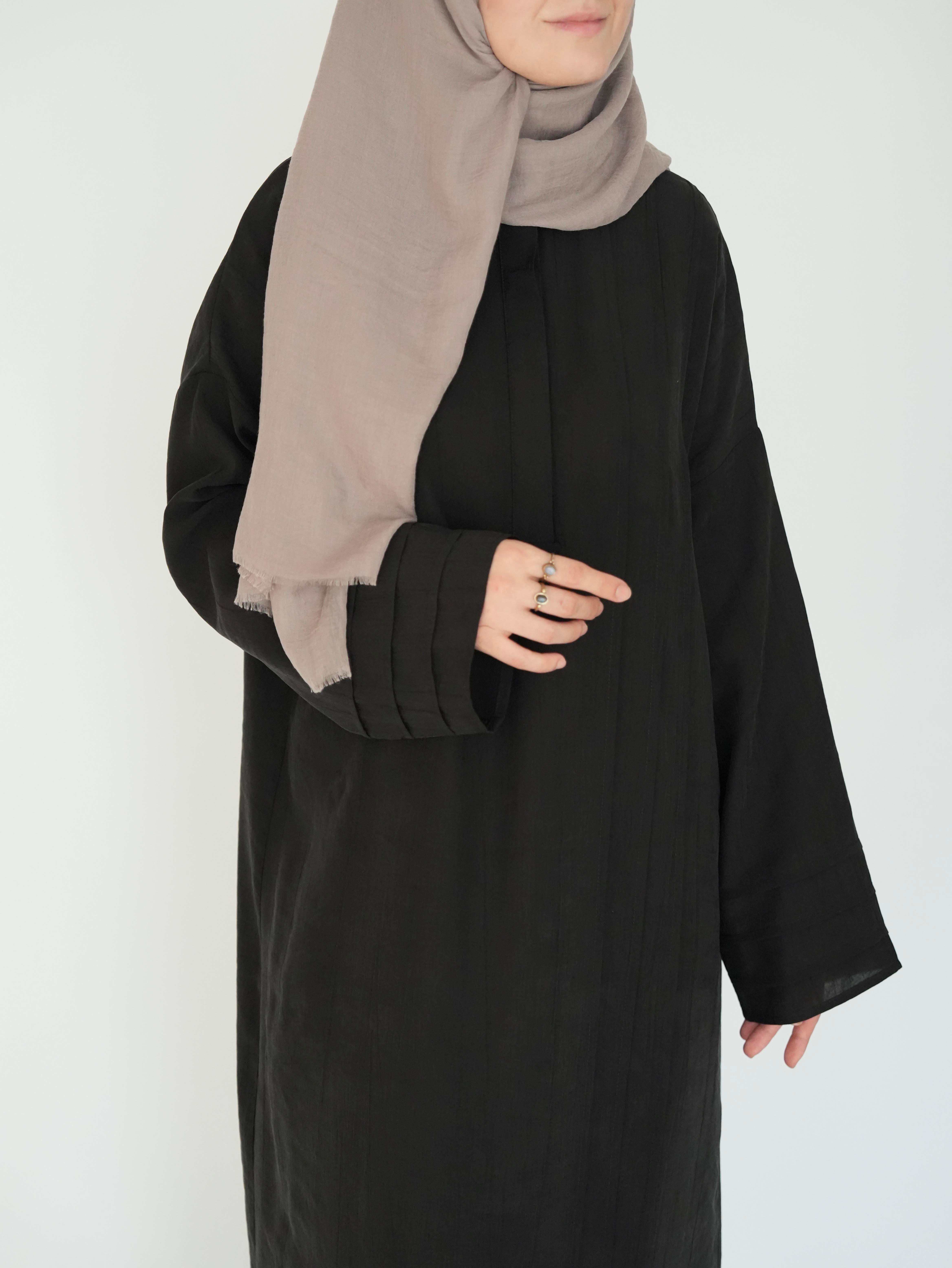 Nisa Nervürlü Elbise SİYAH