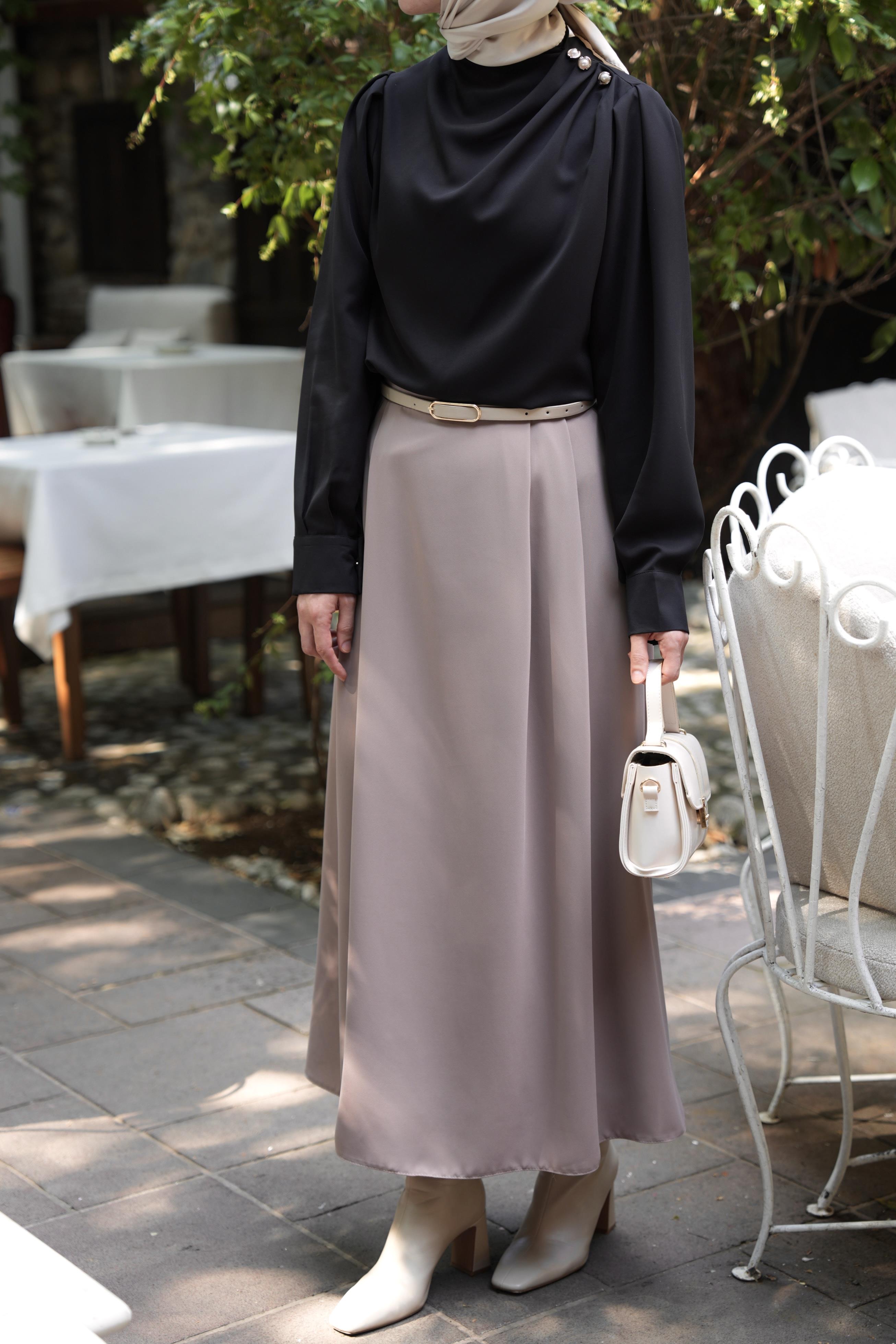 Omuz Düğmeli Gömlek Siyah