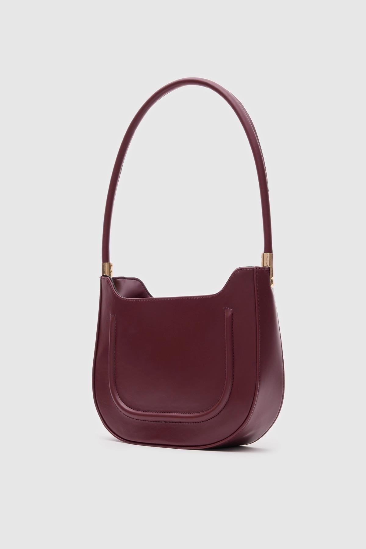 Oval Baget Çanta Bordo