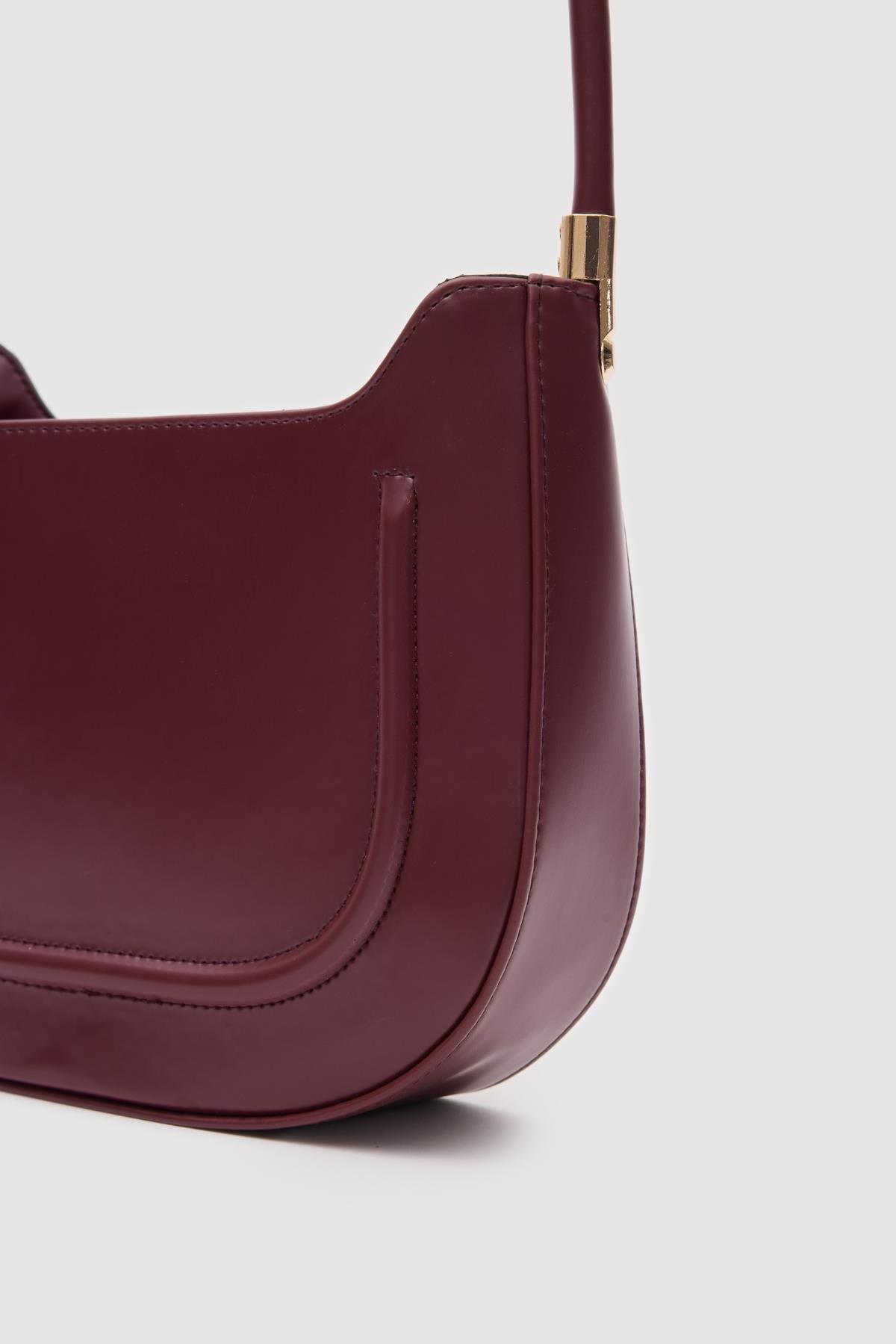 Oval Baget Çanta Bordo