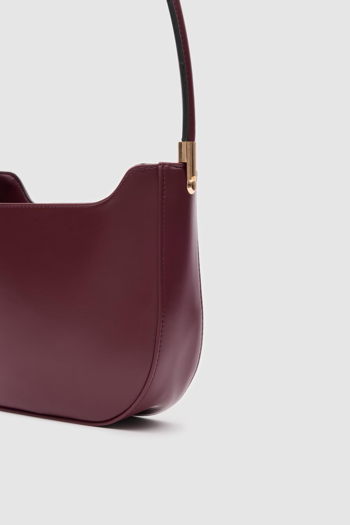 Oval Baget Çanta Bordo
