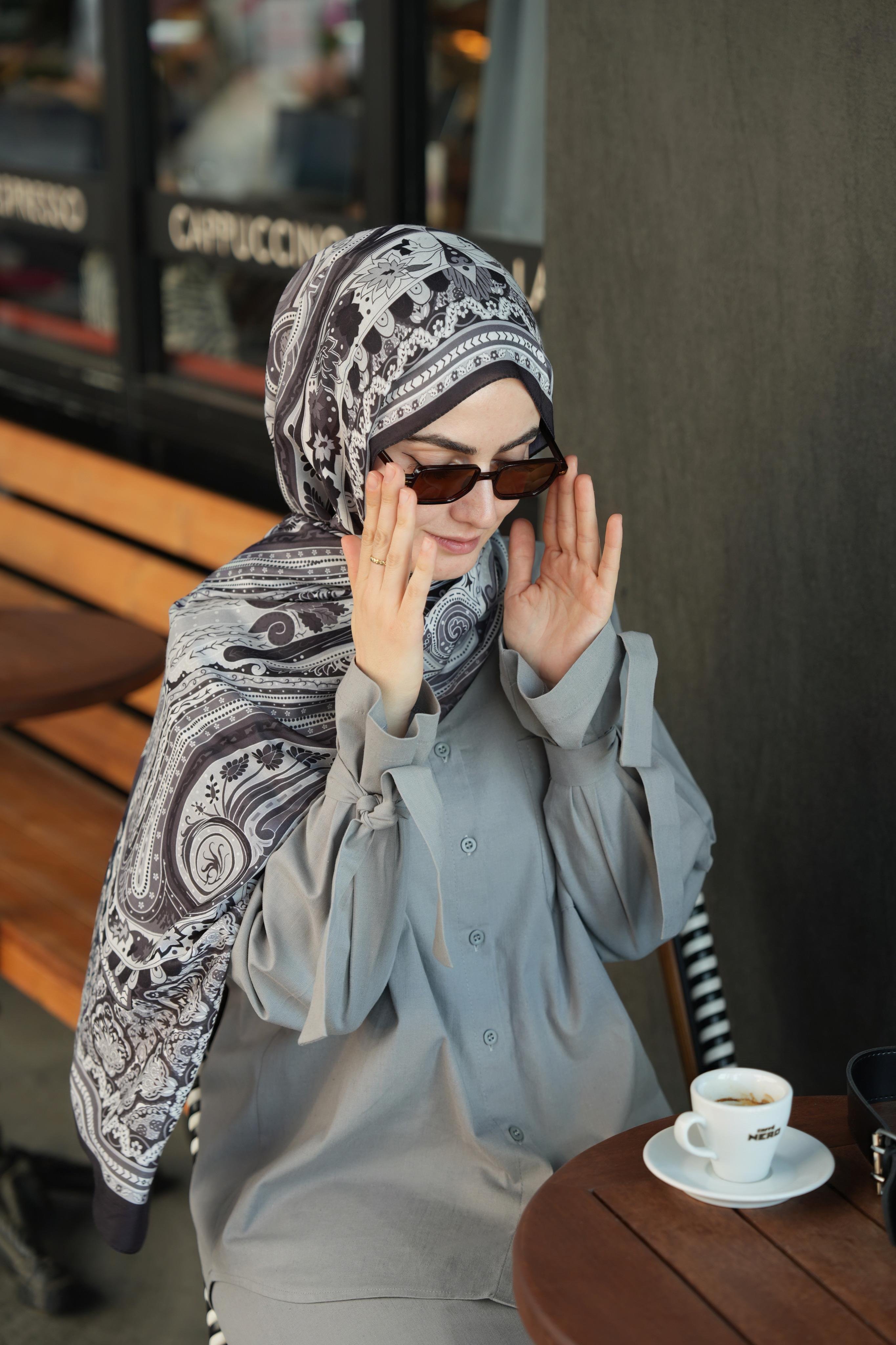 Pamuk Keten Etekli Takım Gri