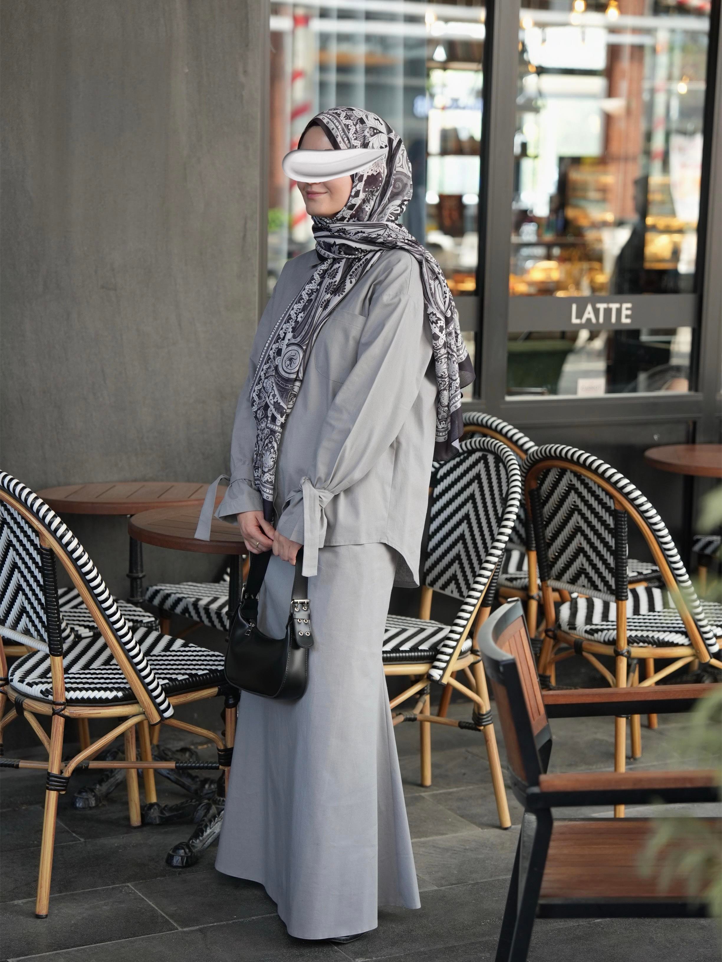 Pamuk Keten Etekli Takım Gri