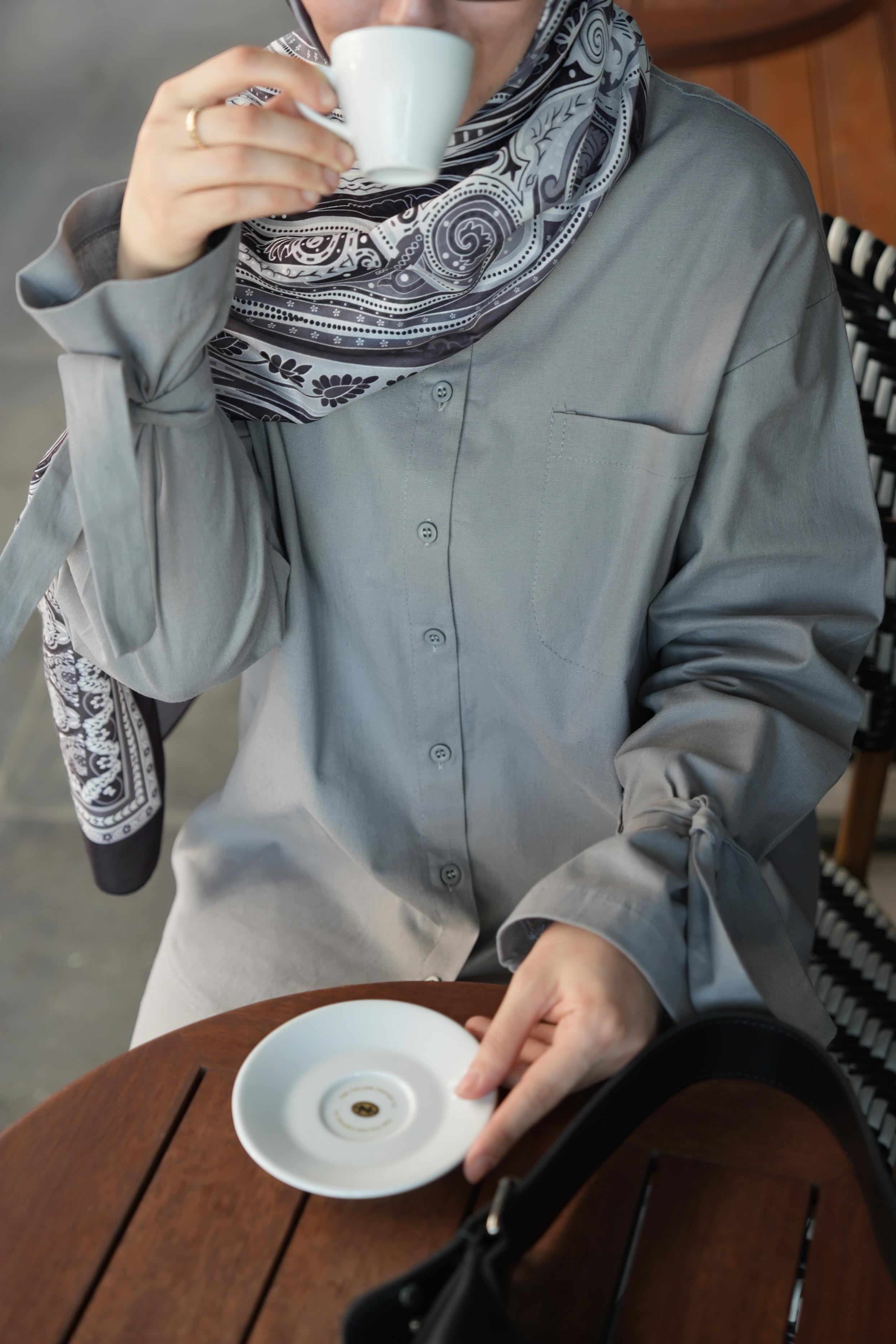 Pamuk Keten Etekli Takım Gri