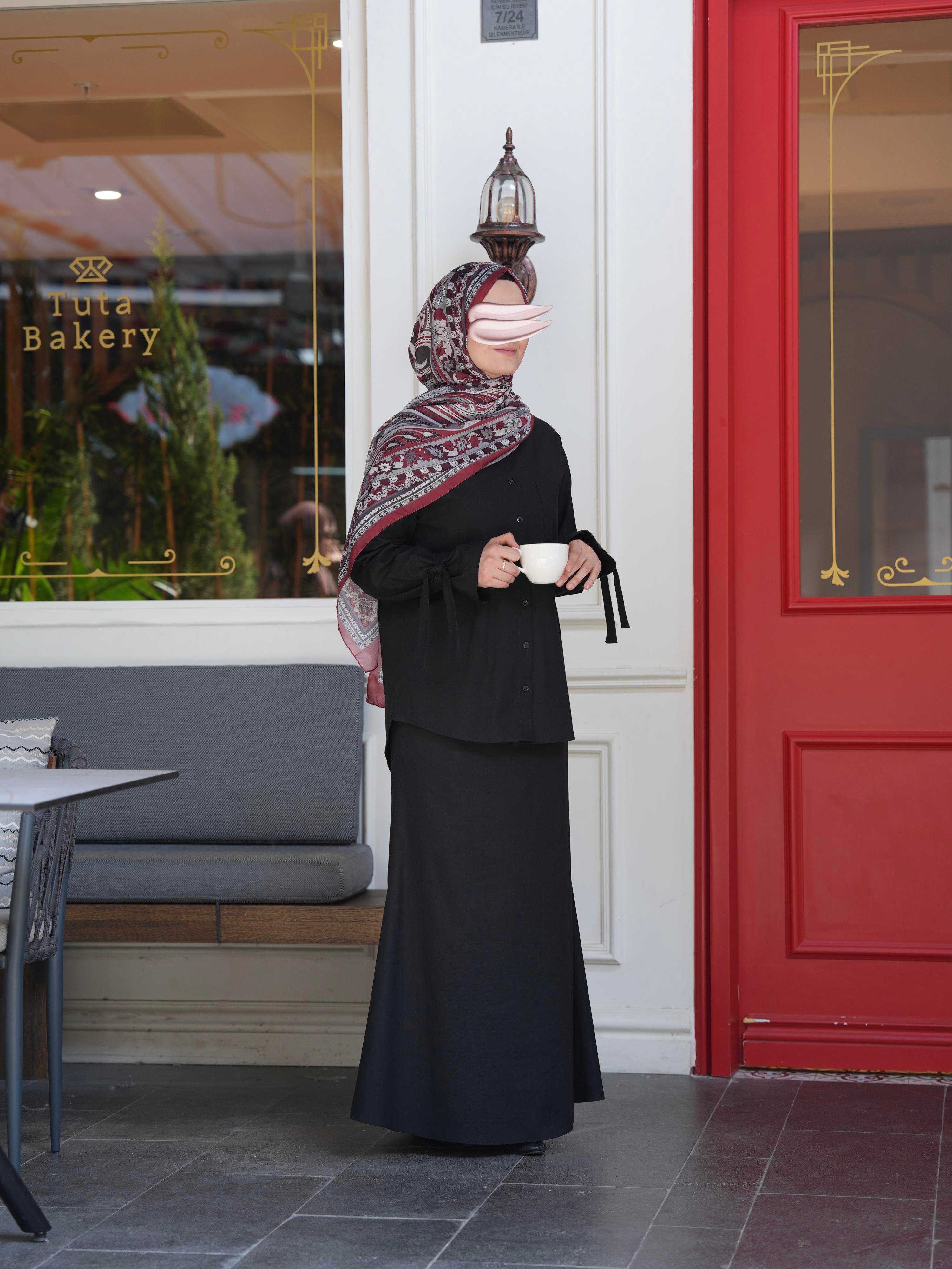 Pamuk Keten Etekli Takım SİYAH