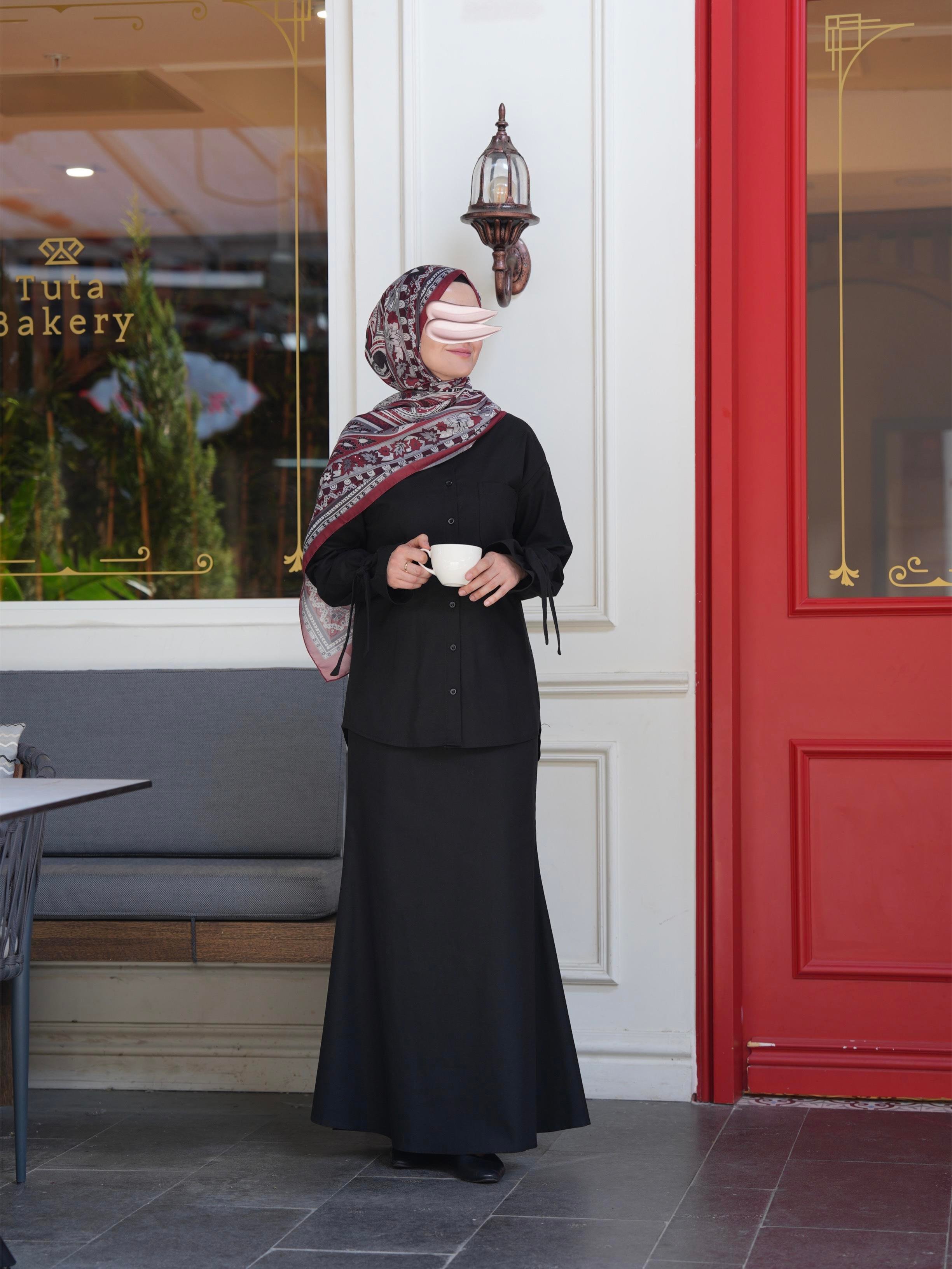 Pamuk Keten Etekli Takım SİYAH