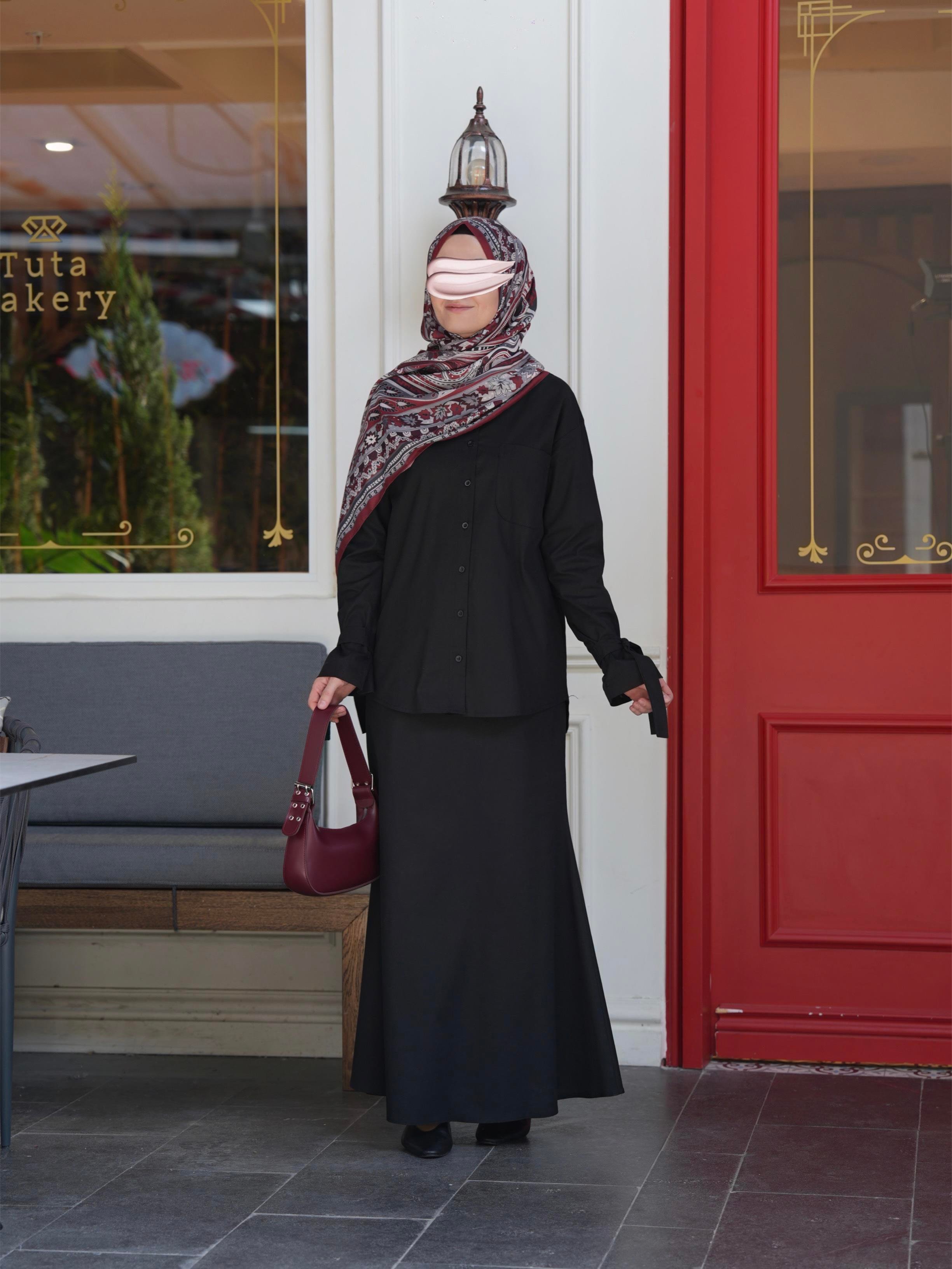 Pamuk Keten Etekli Takım SİYAH