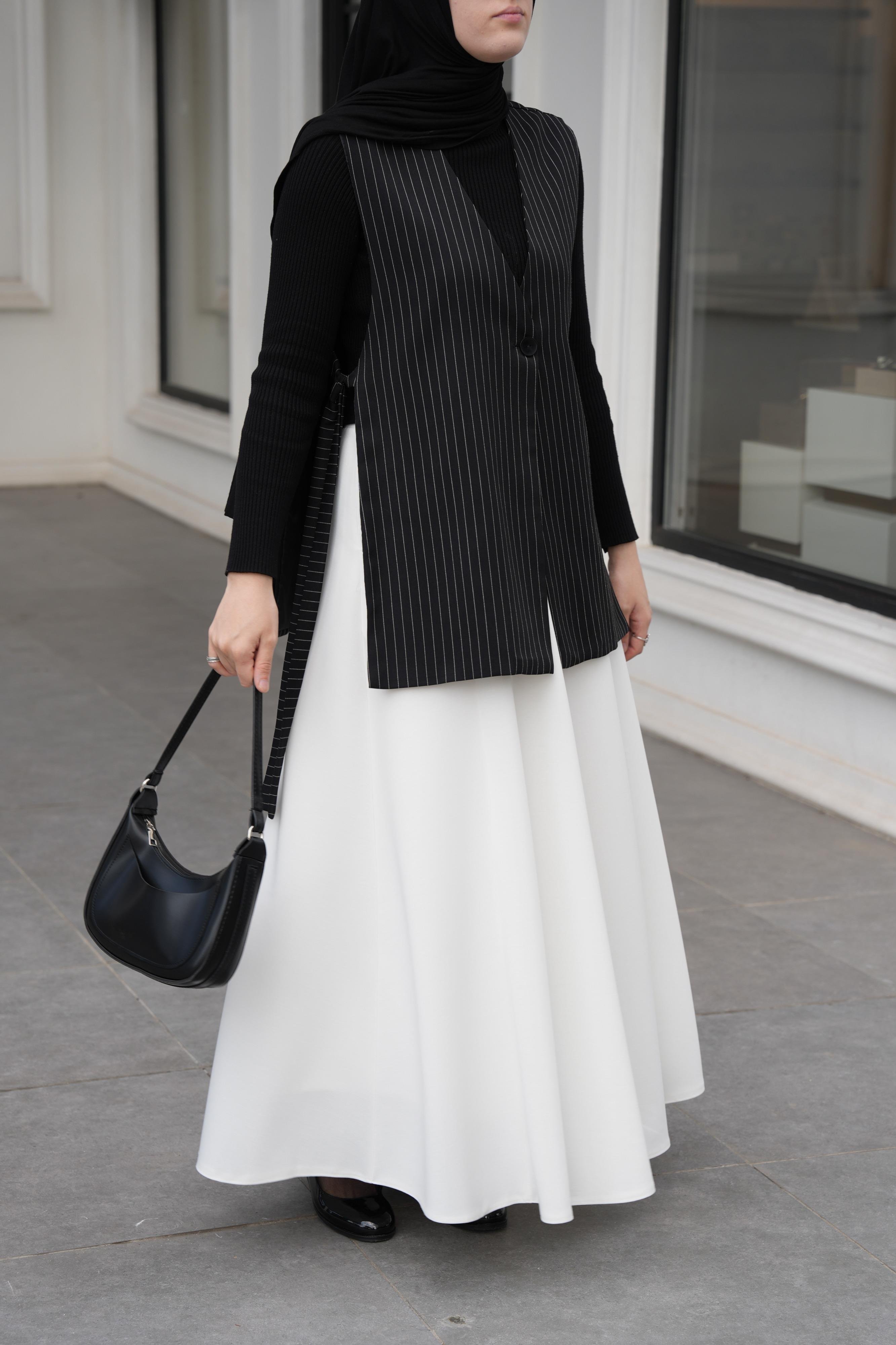 Parçalı Etek Kırık Beyaz