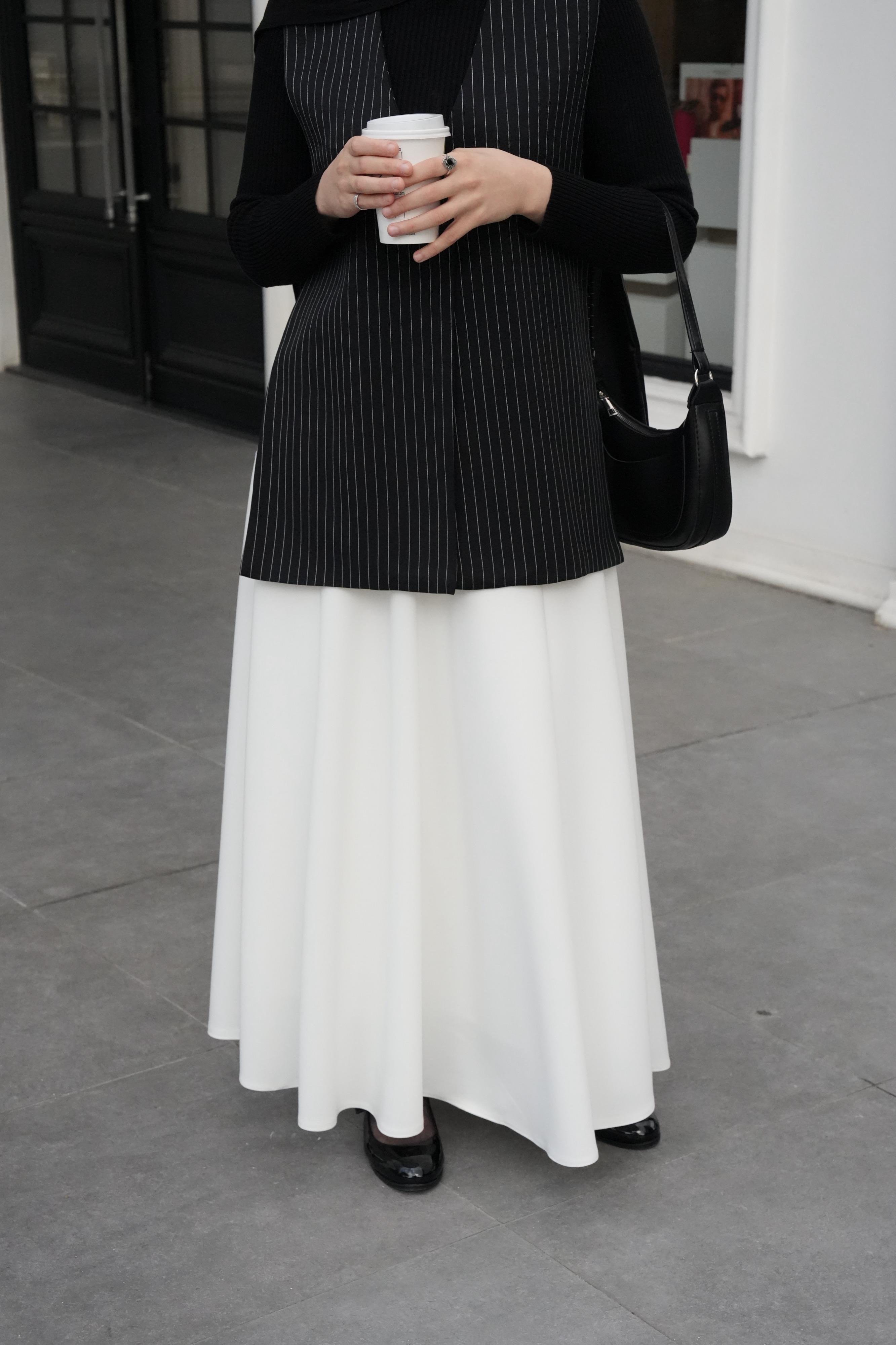 Parçalı Etek Kırık Beyaz