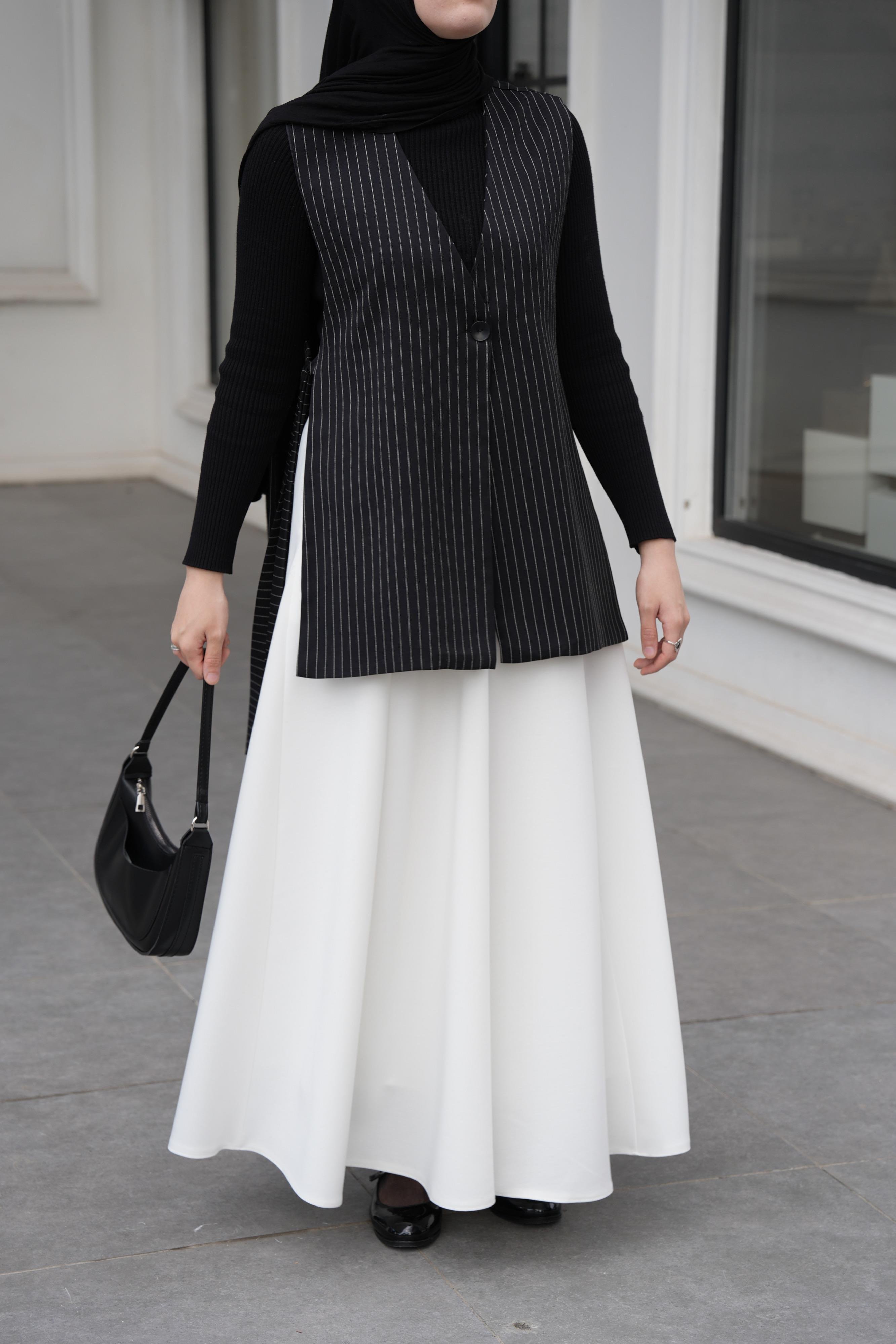 Parçalı Etek Kırık Beyaz