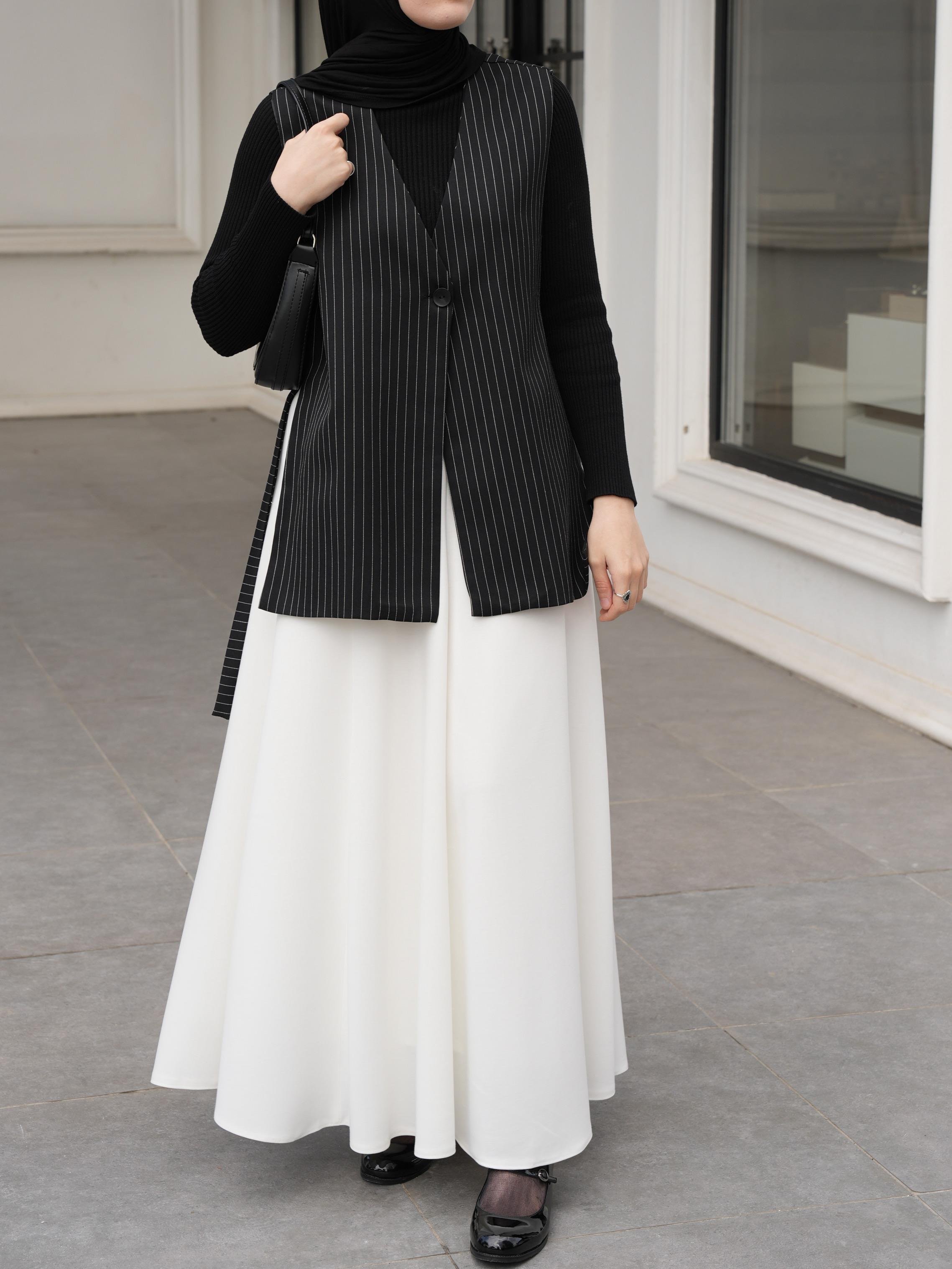 Parçalı Etek Kırık Beyaz