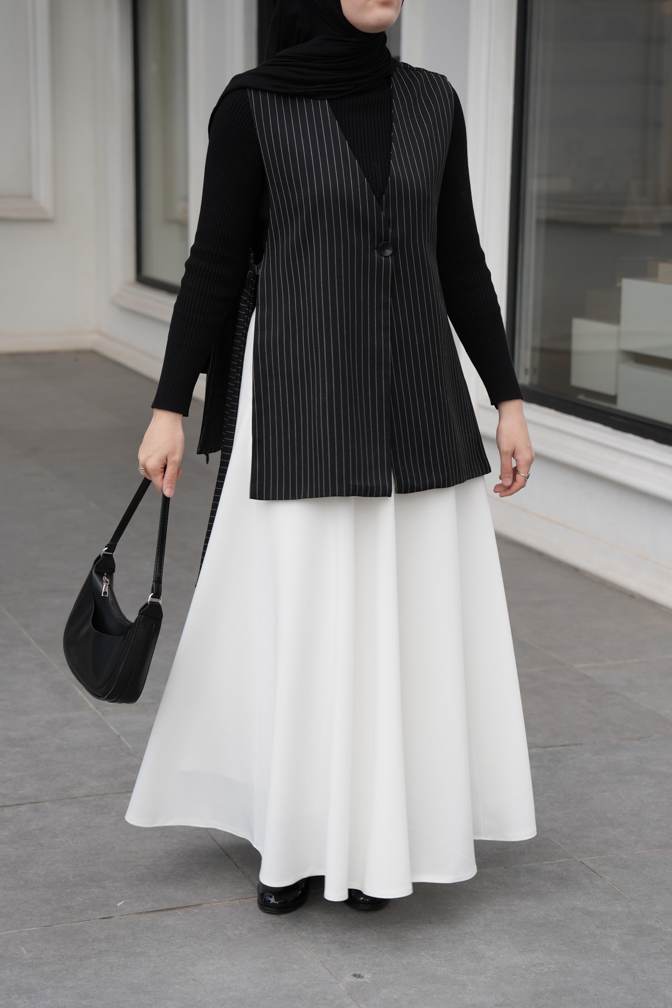 Parçalı Etek Kırık Beyaz