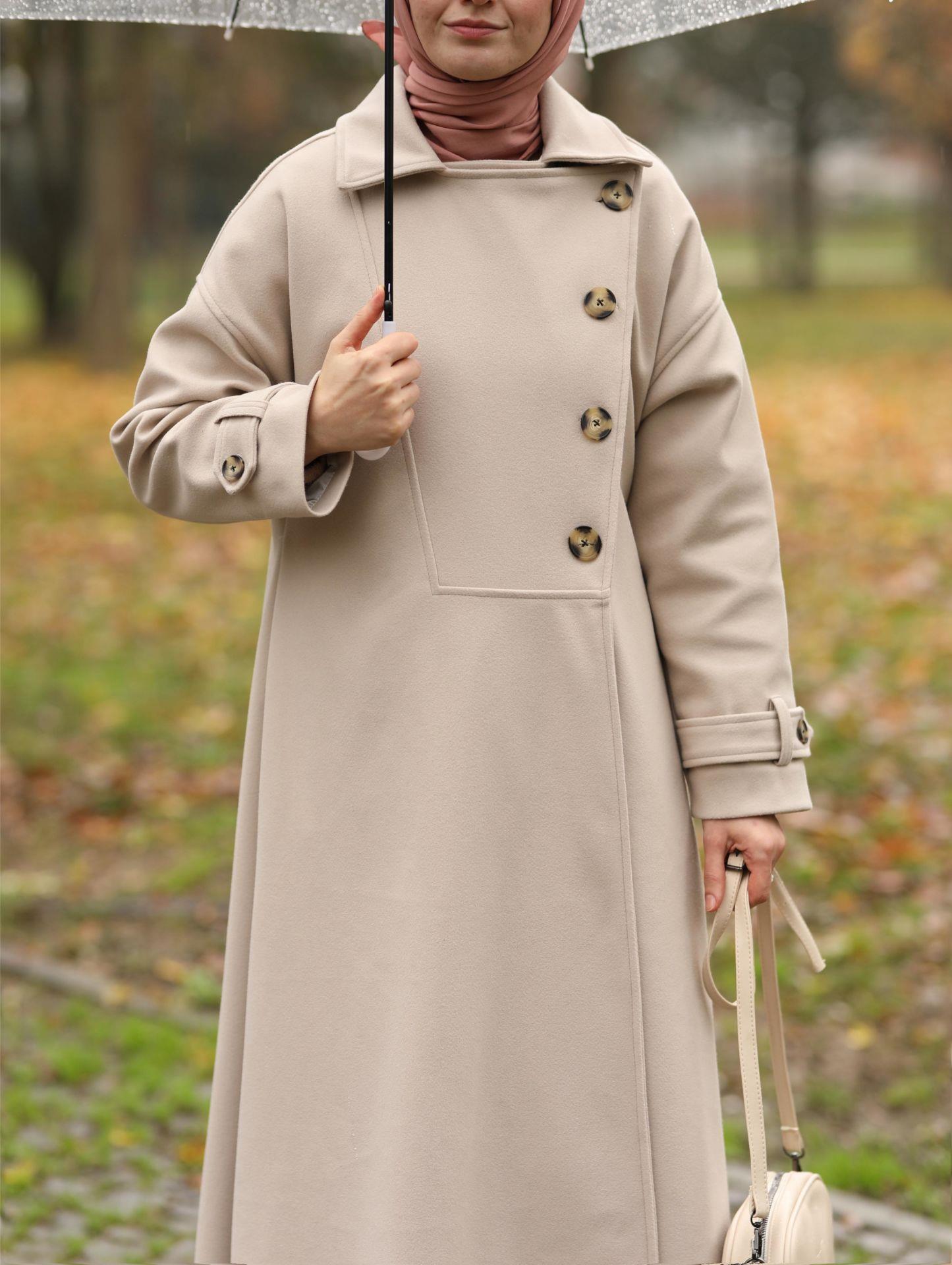 Sahra Taş Renkli Kadın Kabanı