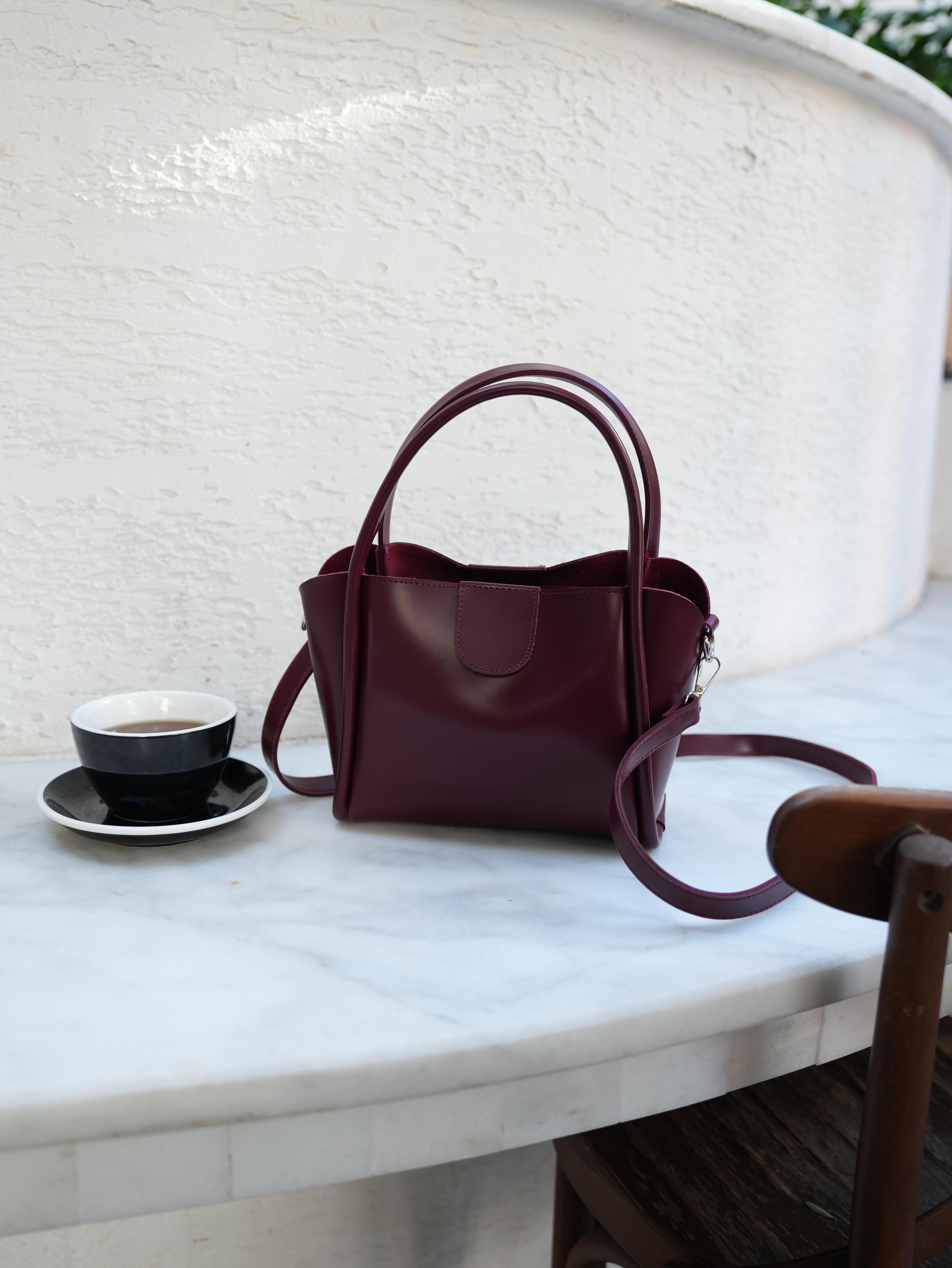 Suni Deri El ve Çapraz Çanta BORDO