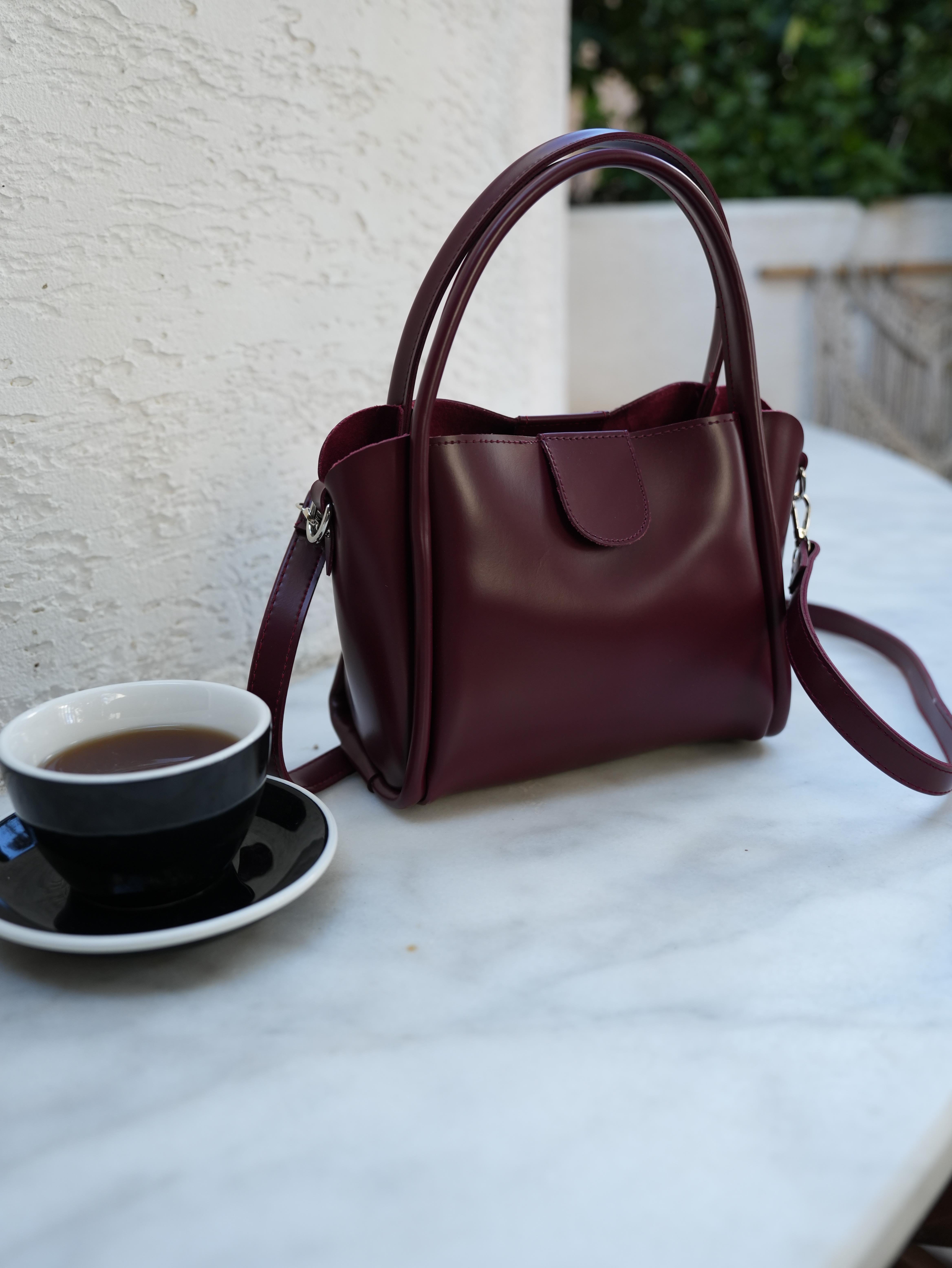 Suni Deri El ve Çapraz Çanta BORDO