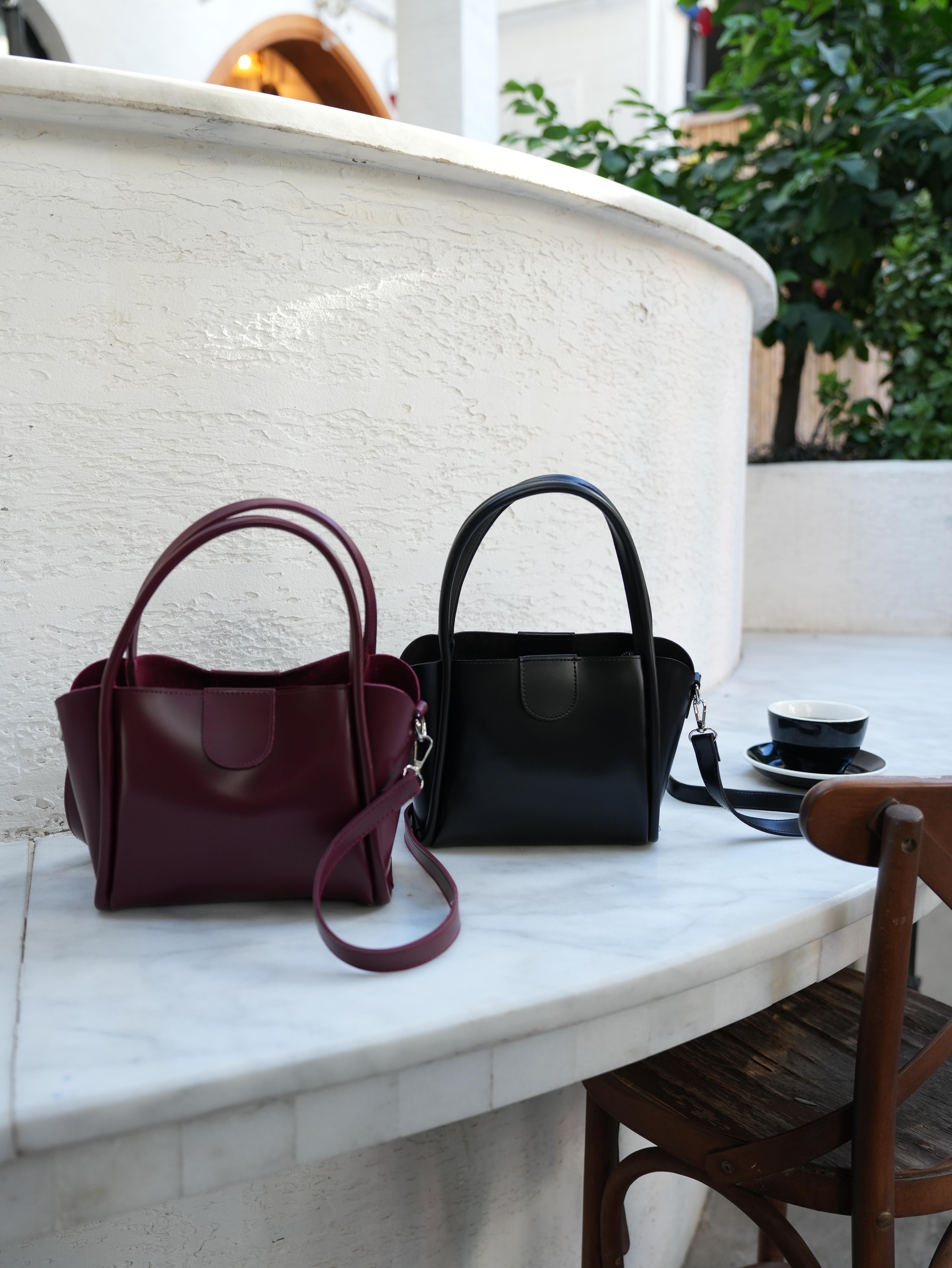 Suni Deri El ve Çapraz Çanta BORDO