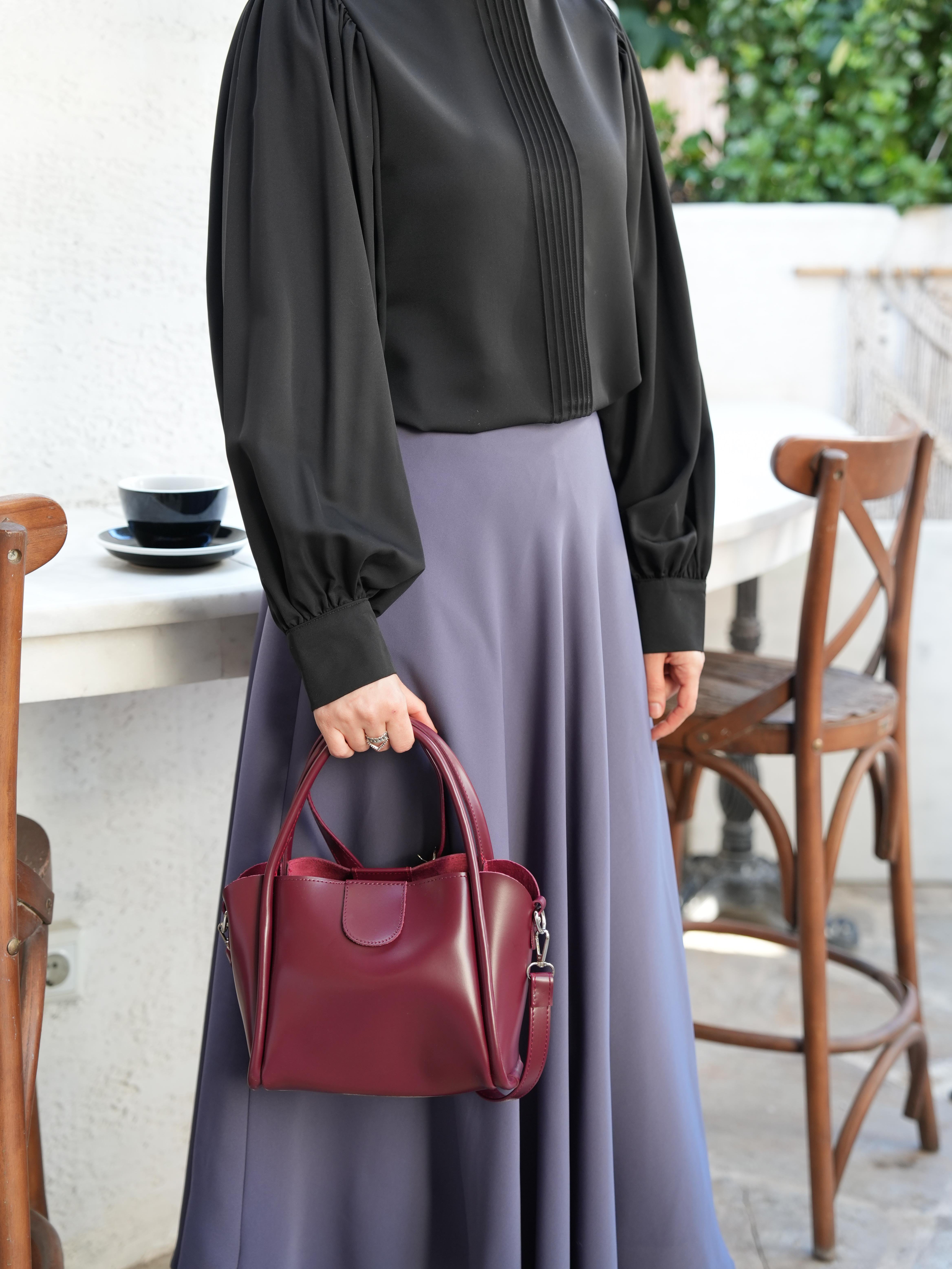 Suni Deri El ve Çapraz Çanta BORDO