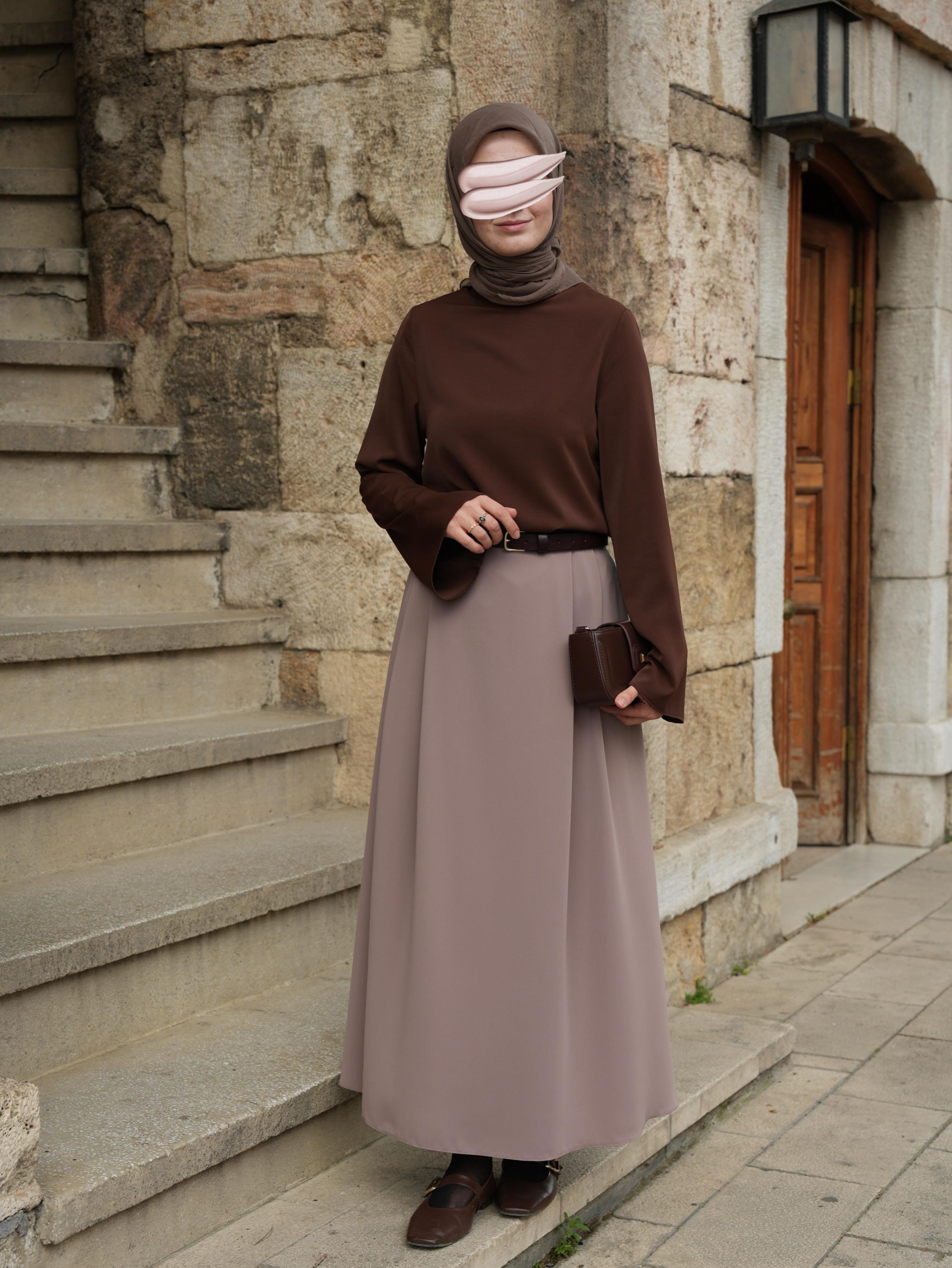 Volan Kol Bluz KAHVERENGİ