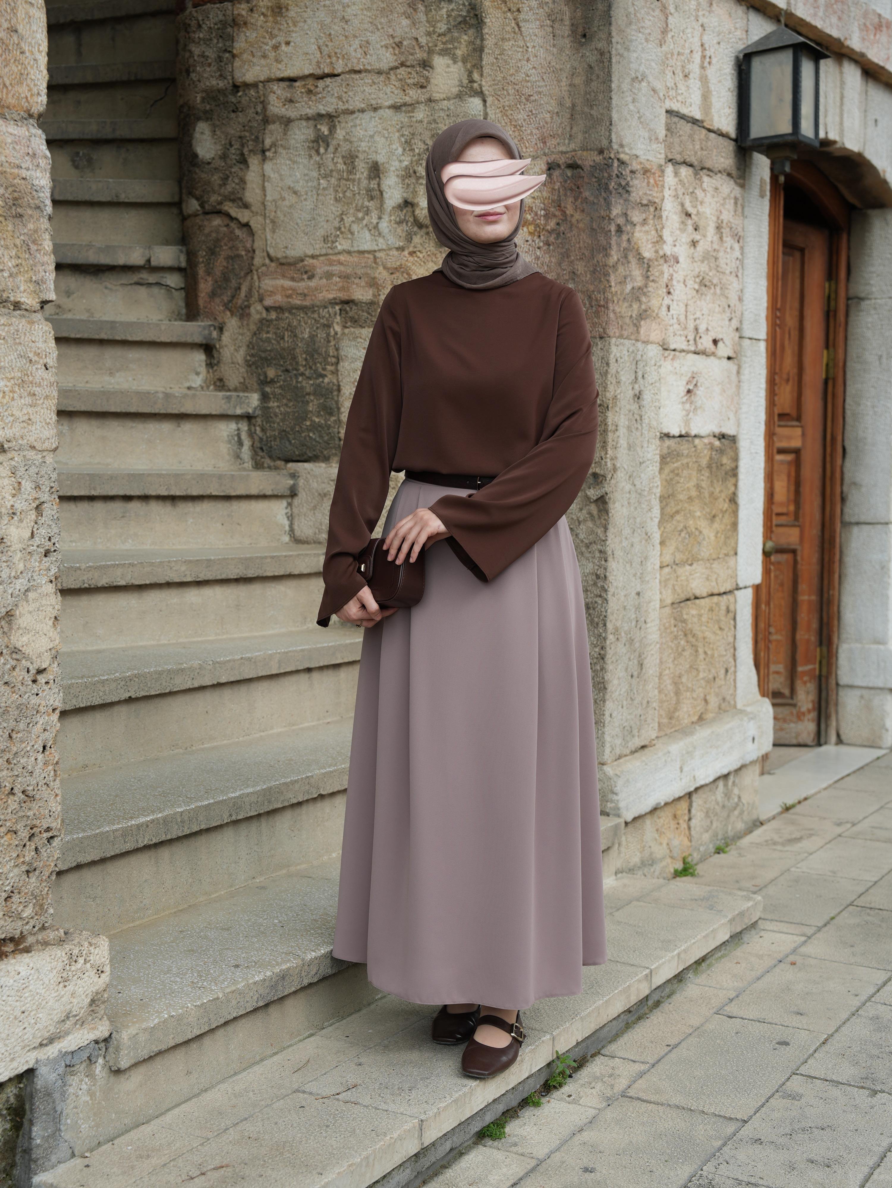 Volan Kol Bluz KAHVERENGİ