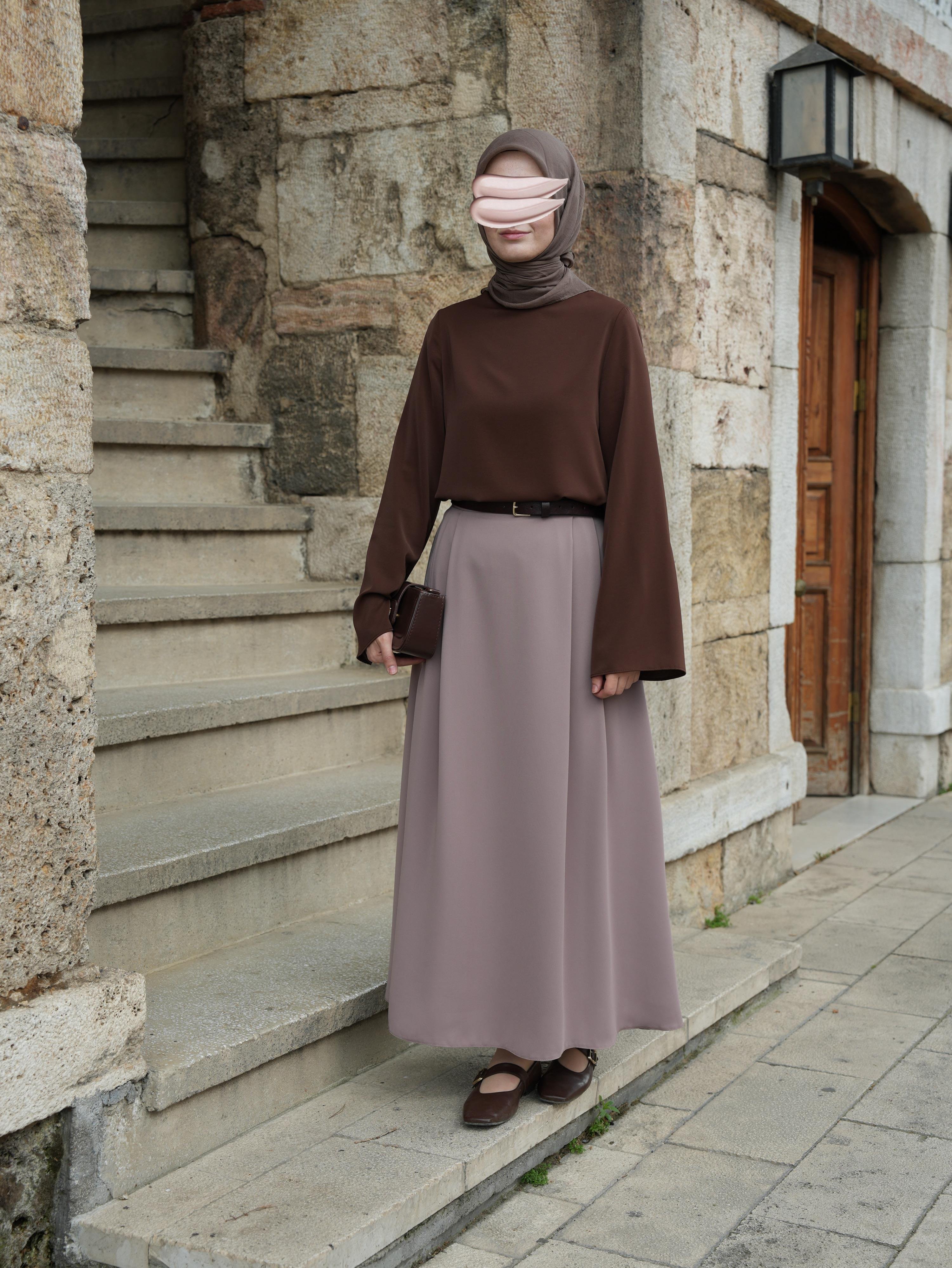 Volan Kol Bluz KAHVERENGİ