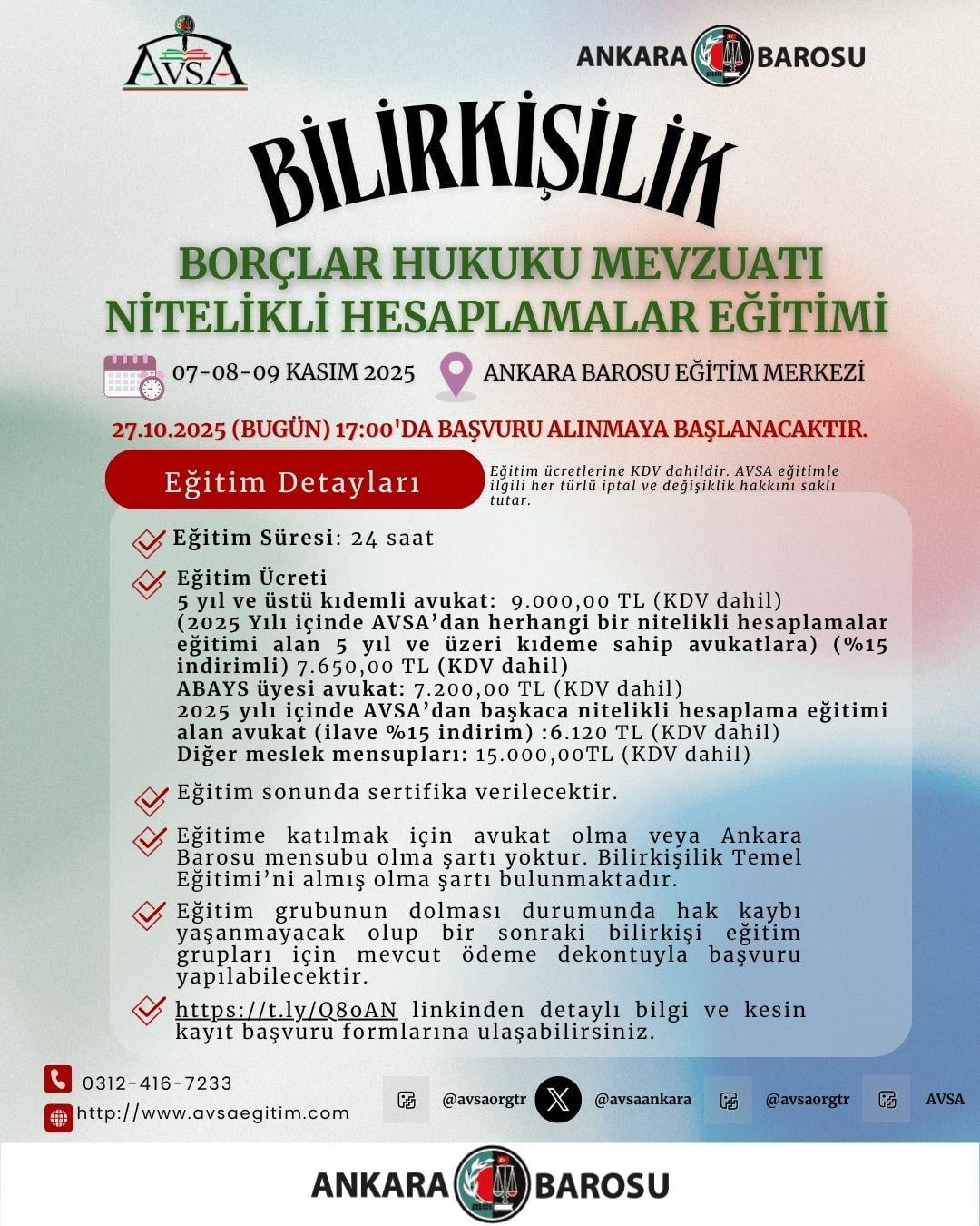 Borçlar Hukuku Mevzuatı Nitelikli Hesaplamalar Eğitimi